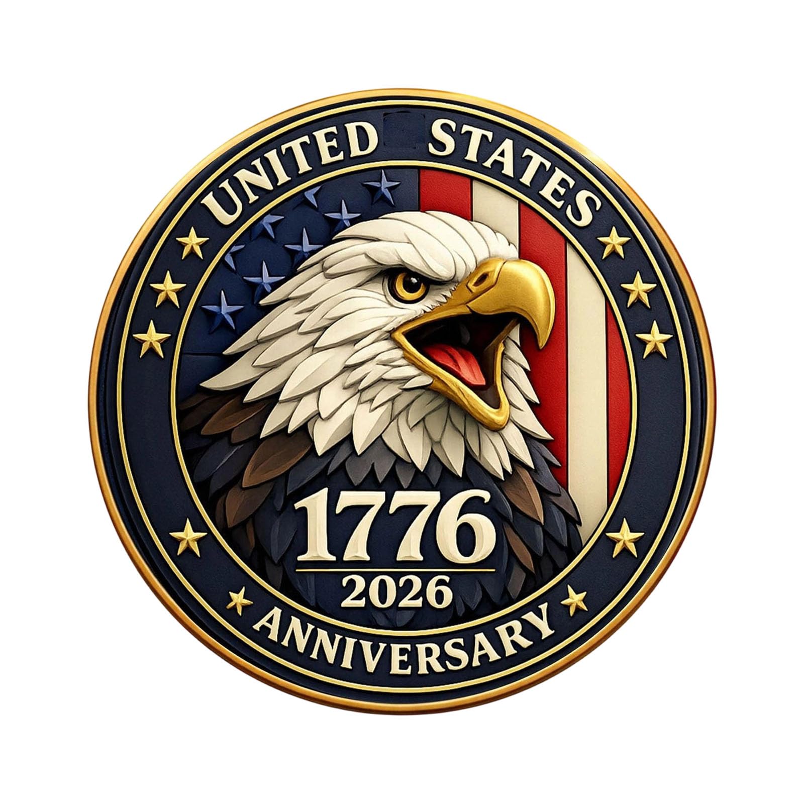 APGLSXY 250th Anniversary Coin 3D Relief Sculpture Souvenir Coin Independence Day History Enthusiasts for Patriotic Collection Gift