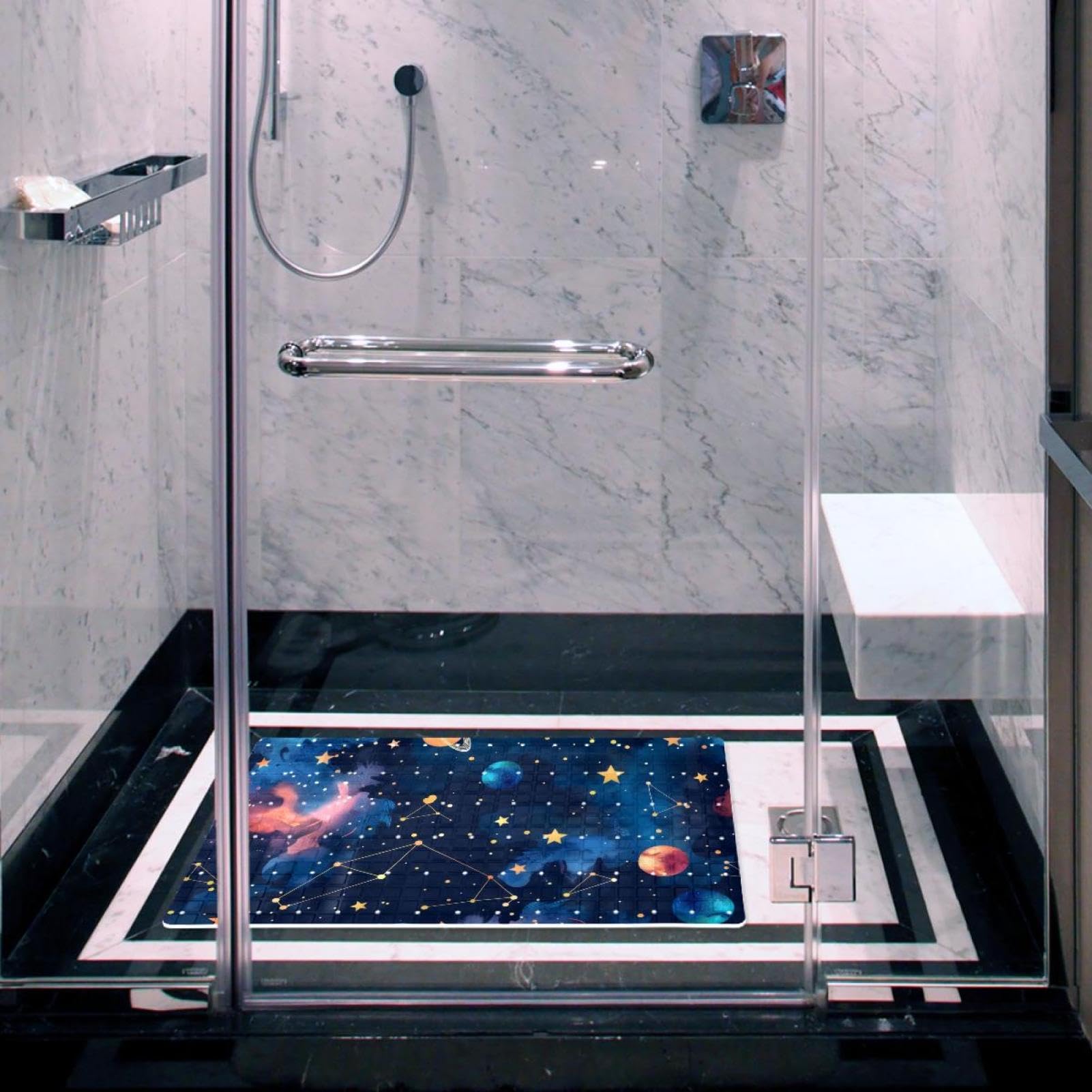 Rutschfeste Badematten für Badezimmer, Motiv: Weltraumgalaxie, nahtloses Muster, rechteckige Badewannenmatte, maschinenwaschbar, 40 x 70 cm