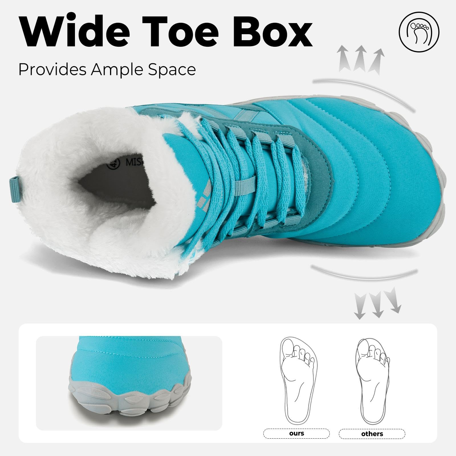 Mishansha Unisex Scarpe Invernali Barefoot Shoes Caldo Stivali Neve,Gr.36-48