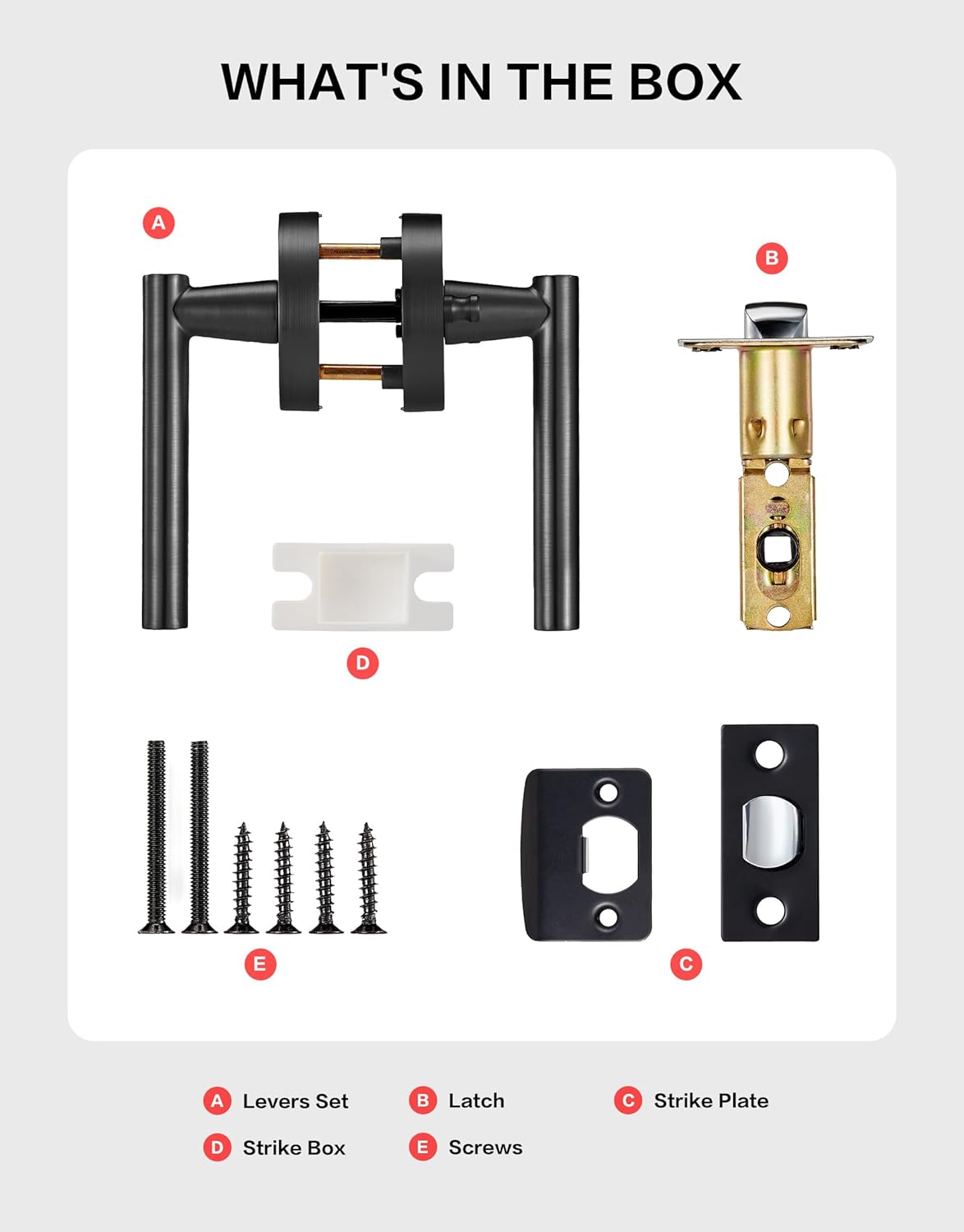 Lethato 6 Packs Black Door Handles Interior, Matte Black Lever Privacy Door Handle for Bathroom, Heavy Duty Zinc Handle Interiors for Bedroom