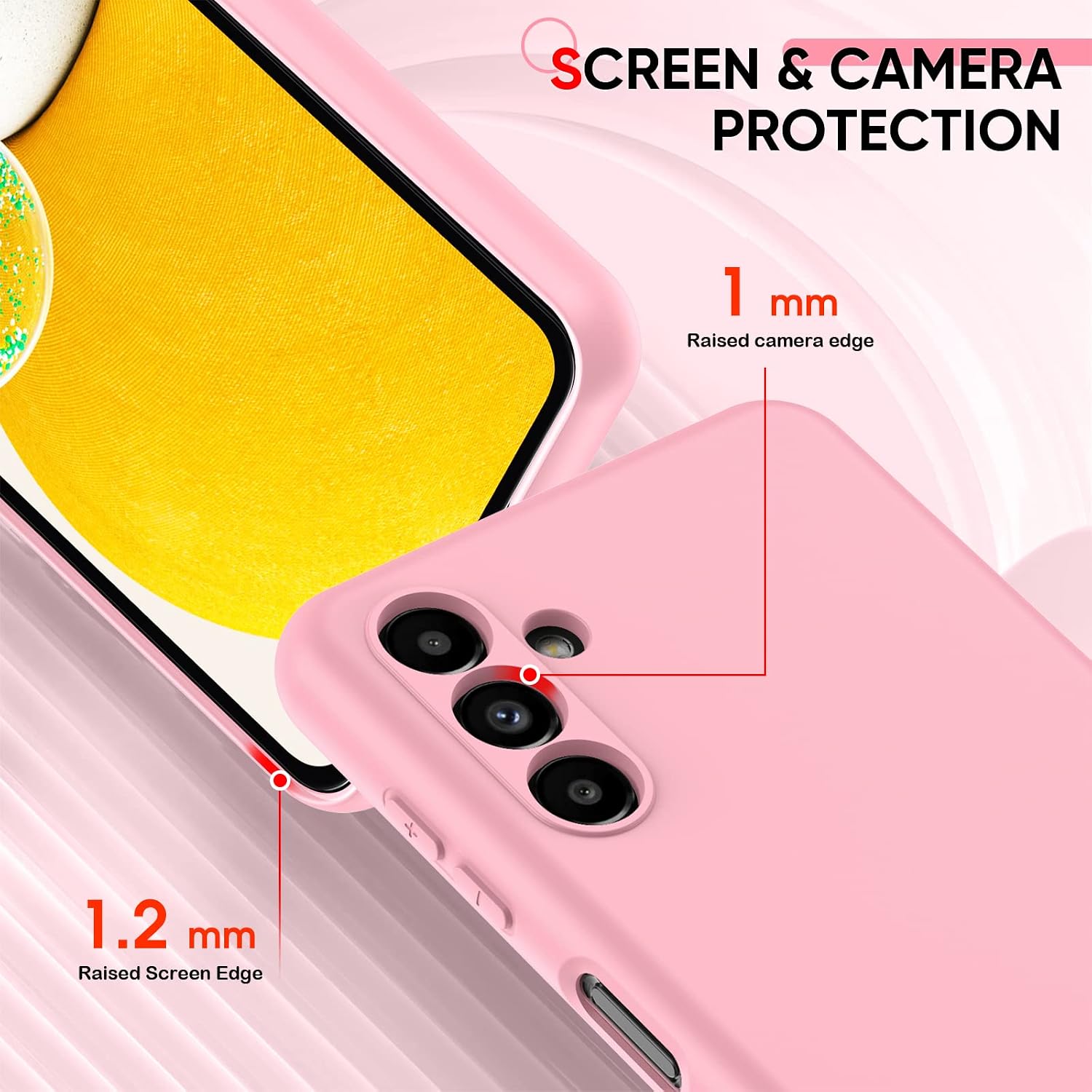 LeYi Samsung Galaxy A13 Case, A13 5G Case with 2 Pack Tempered Glass Screen Protector for Women Men, Liquid Silicone Slim Silky-Soft Protective Case Cover for Samsung Galaxy A13, Pink