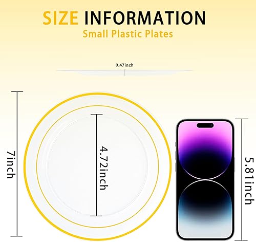 Miniatura 4 de I00000 60 platos de plástico blanco y dorado, platos desechables de plástico dorado de 10.25 pulgadas, platos de plástico blanco con borde dorado,