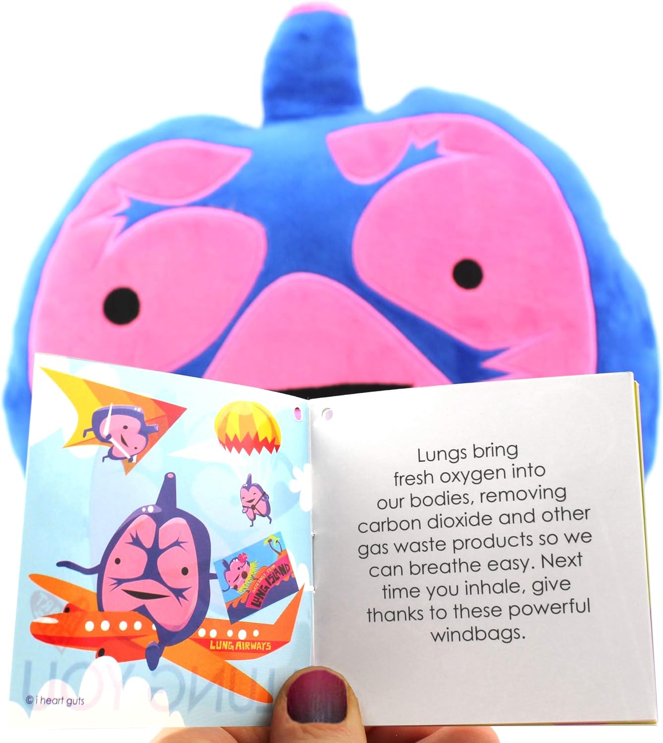 I Heart Guts Lungs Plush- I Got The Beat! - 11" Lung Shaped Plushie for Med Students, Cardiac Nurse, Respiratory Therapist Gifts, Lung Cancer Awareness Products