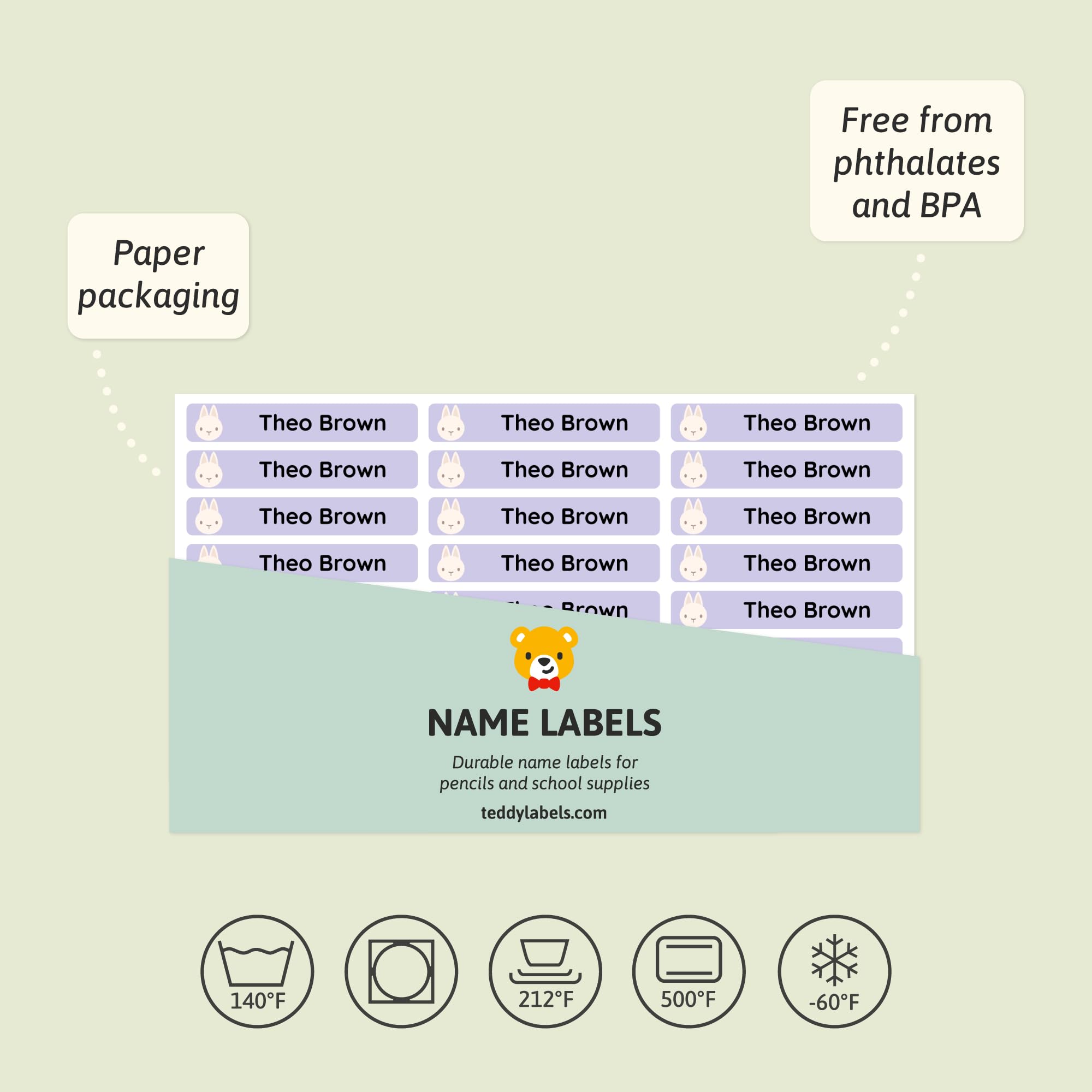 Teddylabels - Personalized Name Labels for School Supplies (75) - Waterproof and Durable Stickers for Pencils, Pen, and Other School Supplies - Image 5