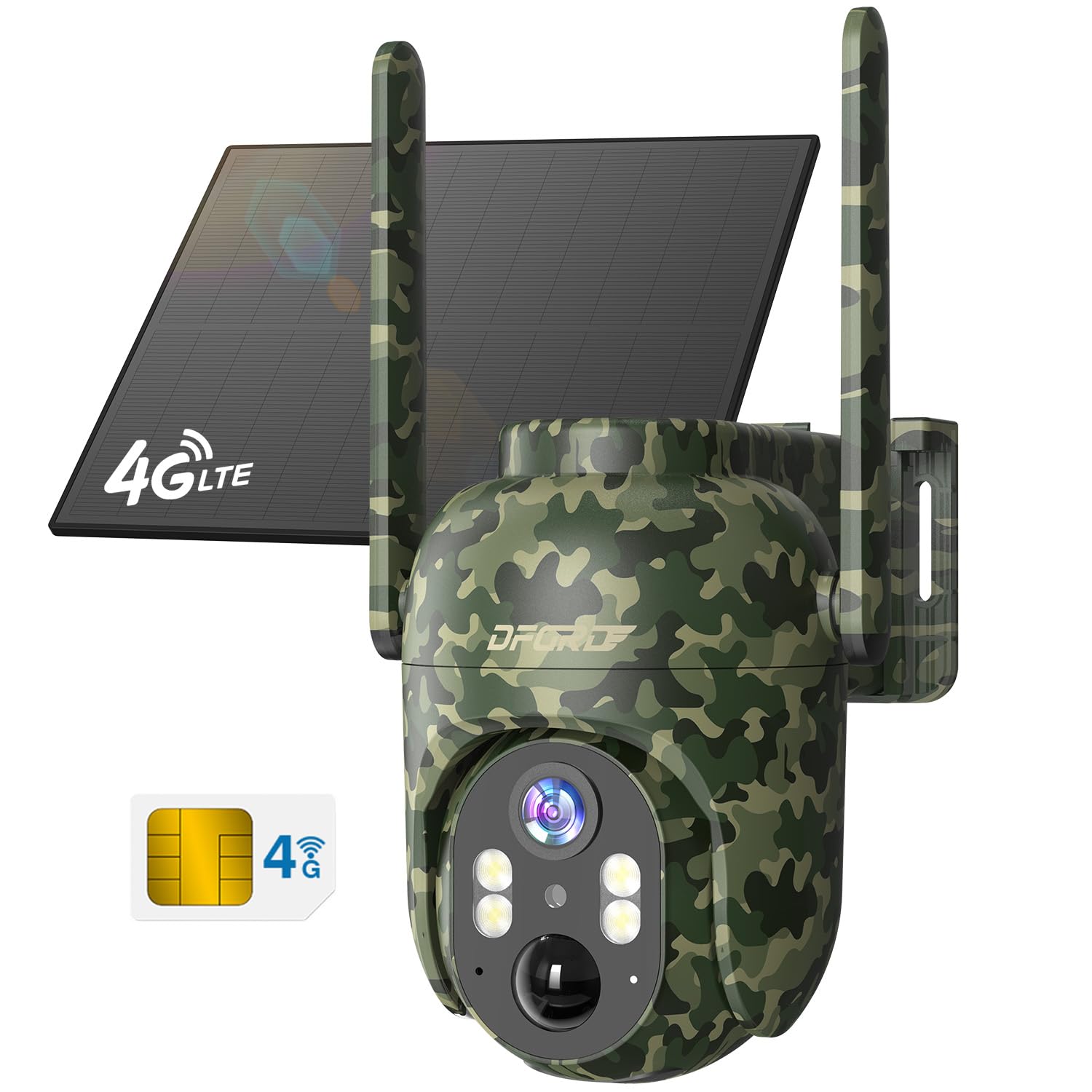 4G LTE Cámara Vigilancia Exterior Solar con Tarjeta SIM Preinstalada sin WiFi, 2K PTZ 360° Batería 10400mAh, Detección de Movimiento PIR, Visión Nocturna a Color, Audio Bidireccional, IP66