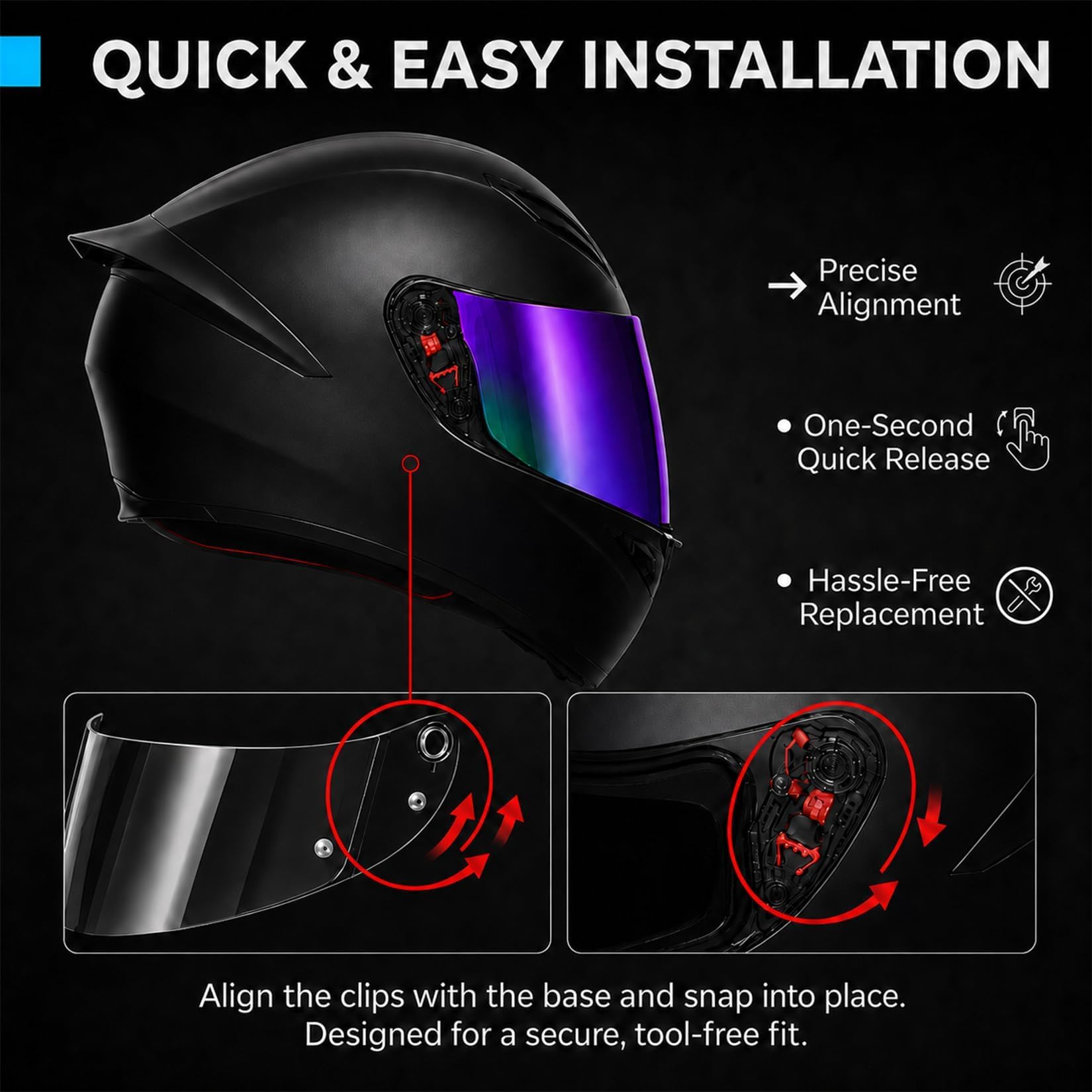 PSLER k1s Visor Przyciemniany wizjer k5 Zamiennik osłony twarzy dla k1 k1s k3 sv k5, głęboki fiolet