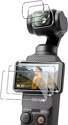 Suttkue Protector de pantalla para DJI Osmo Pocket 3 de vidrio templado y protector de lente de cámara de vidrio templado, transparente de alta