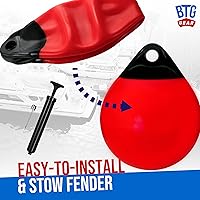 Vista 6 de Juego de 2 defensas inflables redondas de vinilo para barcos, boyas de amarre para acoplamiento/pesca/cangrejo/etc (rojo y negro)