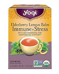 Yogi Tea Organic Lemon Balm Elderberry Immune Stress Tea, 16 CT