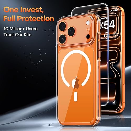 Miniatura 485 de TAURI Funda magnética 2 en 1 transparente para iPhone 14 Pro, compatible con Magsafe [no amarillenta] con protector de pantalla, protección de grado