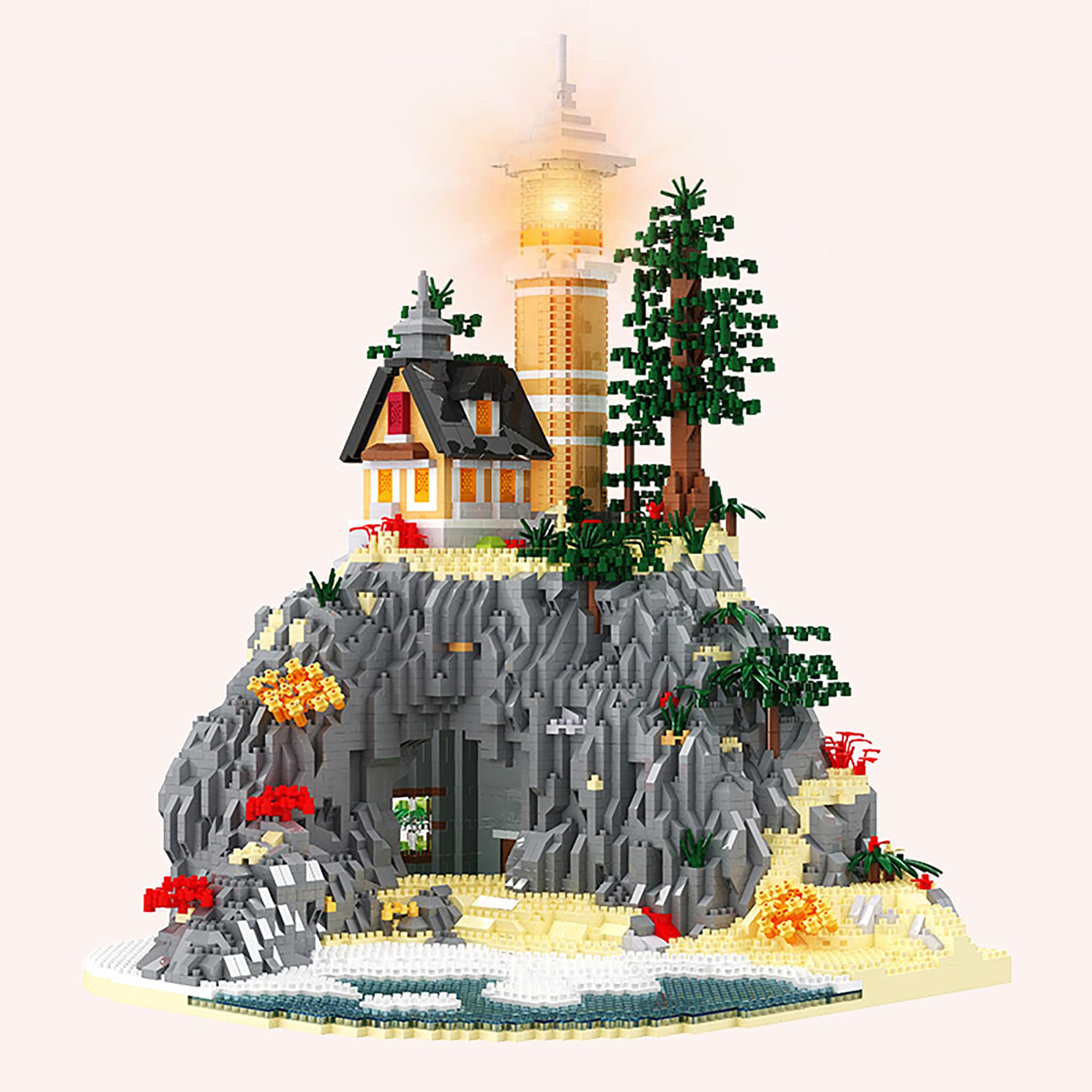 Insel-Leuchtturm Mini Bausteine Spielzeug Kit, 5686 Teile Mikro Klemmbausteine Modular Spielzeug Modell, DIY Kreatives Architektur Modellbausatz, Nicht Kompatibel mit Großen Marken