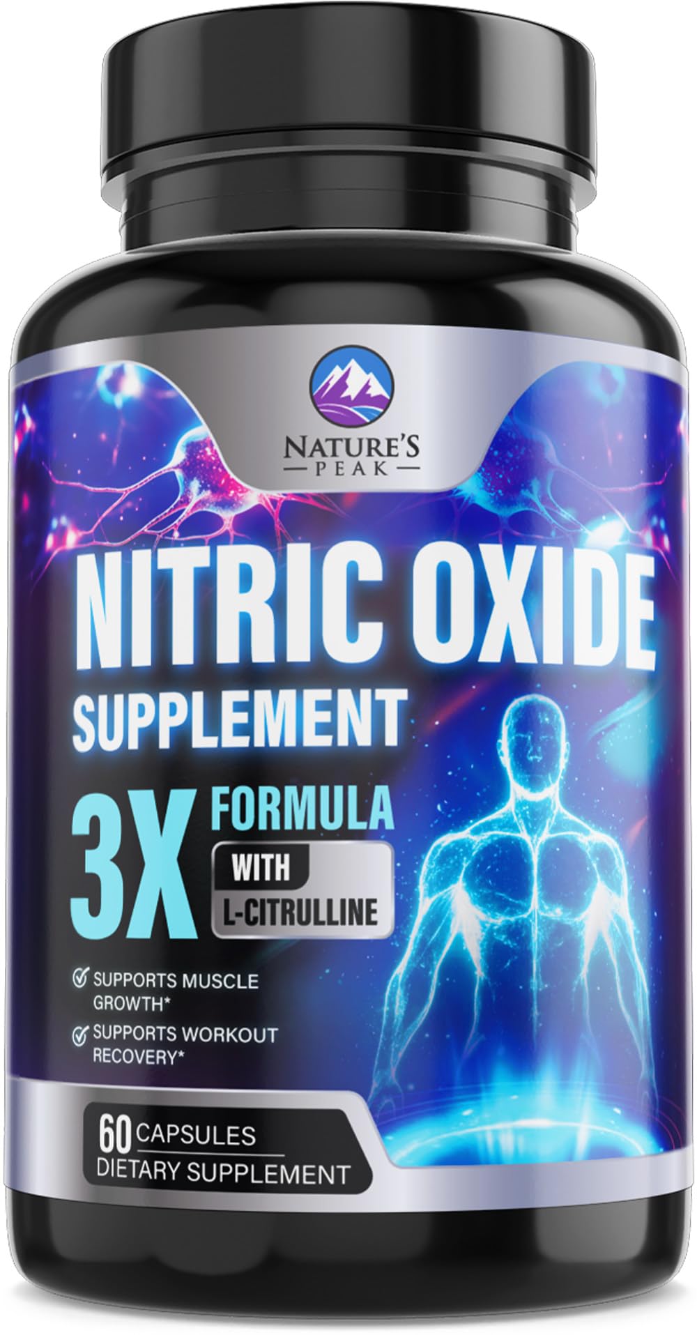 Nature's Peak Pré-Treino de Óxido Nítrico com L-Arginina, L-Arginina AKG, L-Citrulina e Beta-Alanina, 60 cápsulas