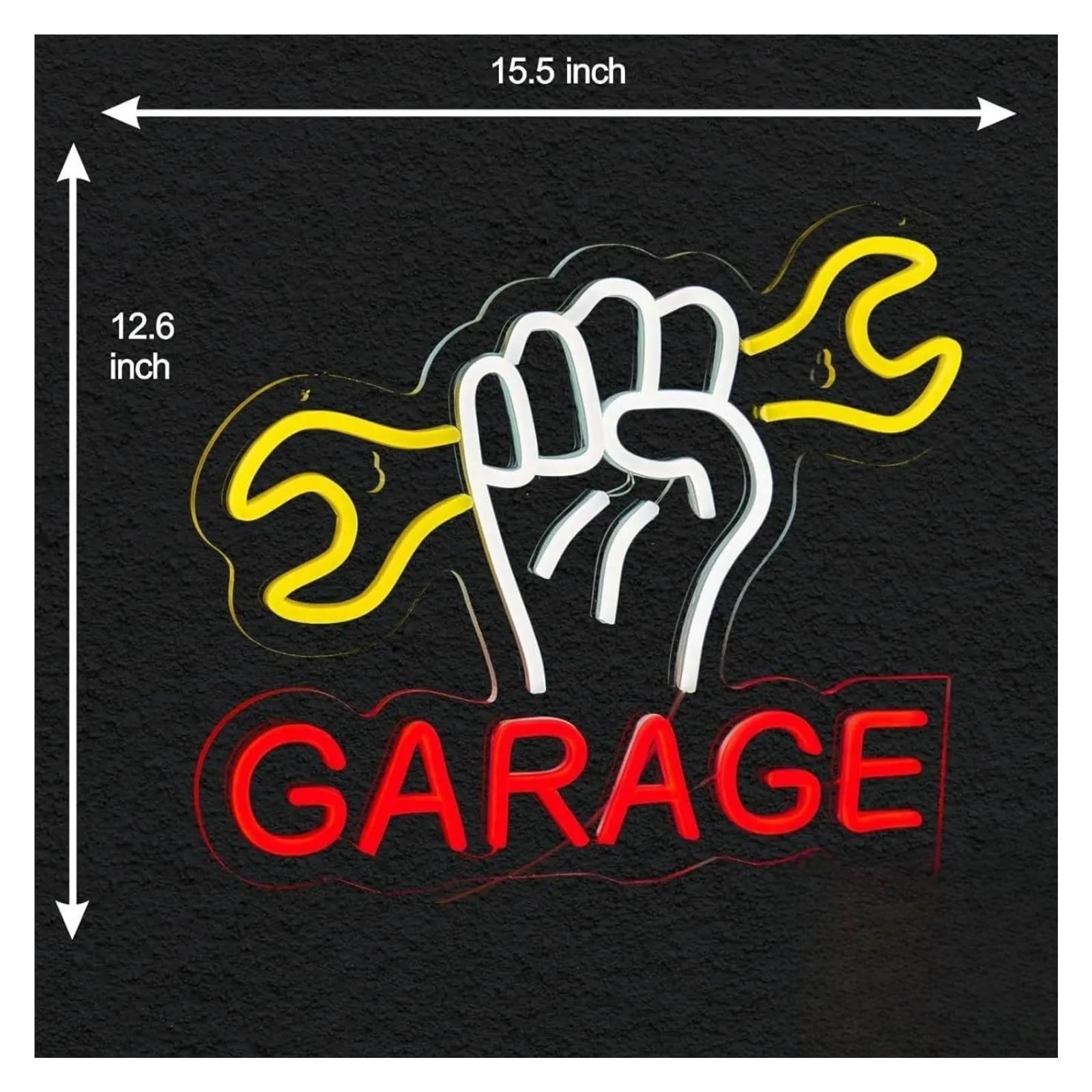 Insegna al neon Garage per insegne al per neon per alimentazione per, luminosità regolabile per chiave per luci per Adatto 32 cm x 39,37
