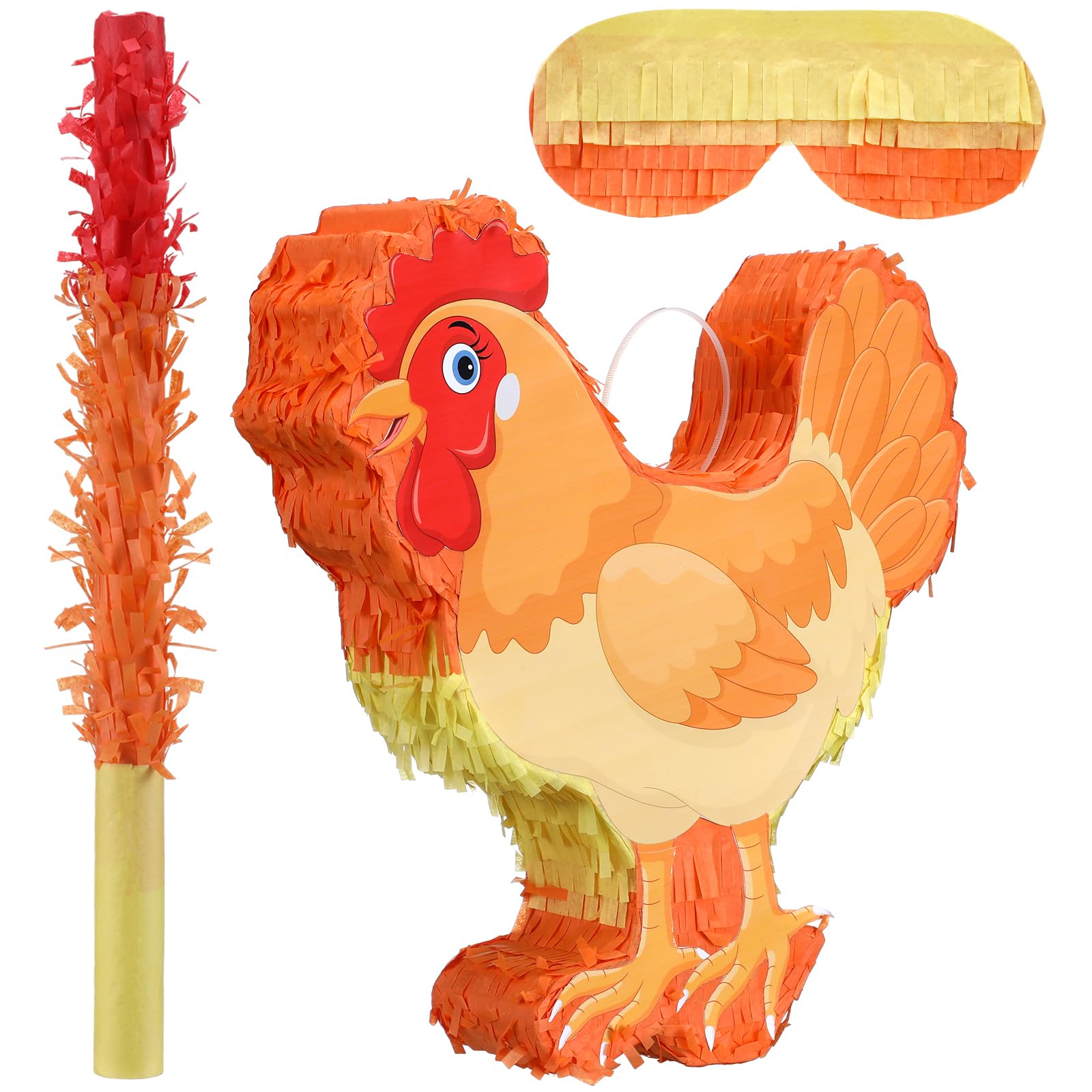 Seenelling Chicken Piñata 3D Chicken Birthday Decoration with a Blindfold and Bat for Kids Girls Boys Gift Holiday Piñata Party Baby Shower Supplies — image 1
