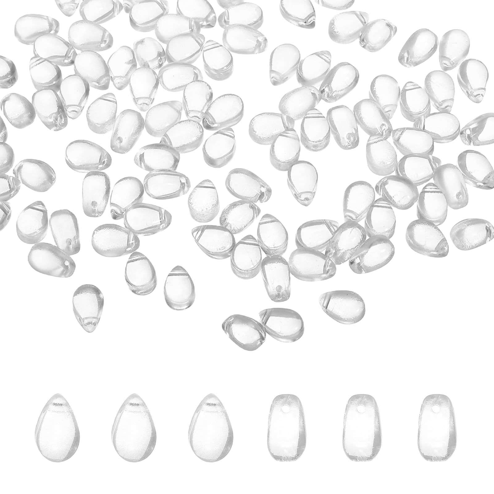 uxcell 100pcs Glass Beads, 6mm x 22mm Teardrop Crystal Glass Beads Transparent Water Drop Bulk Loose Bracelet Charm for Jewelry Making, DIY Craft Necklaces Bracelets, Clear