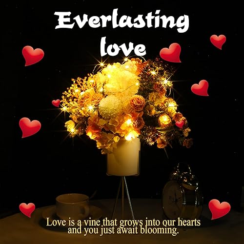 Miniatura 2 de Funecy Flores artificiales con hermoso florero, bolsa de regalo para tarjeta de felicitación, se puede colocar directamente arreglo floral para