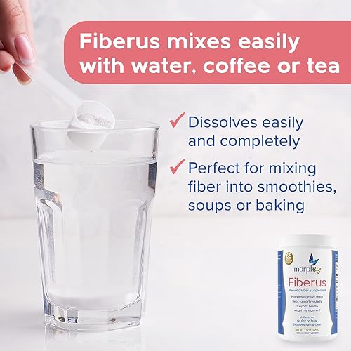 Miniatura 5 de Fiberus Fibra prebiótica soluble sin sabor, insípida, inodoro y sin grumos  Ocasionalmente alivia el estreñimiento y mejora la regularidad -