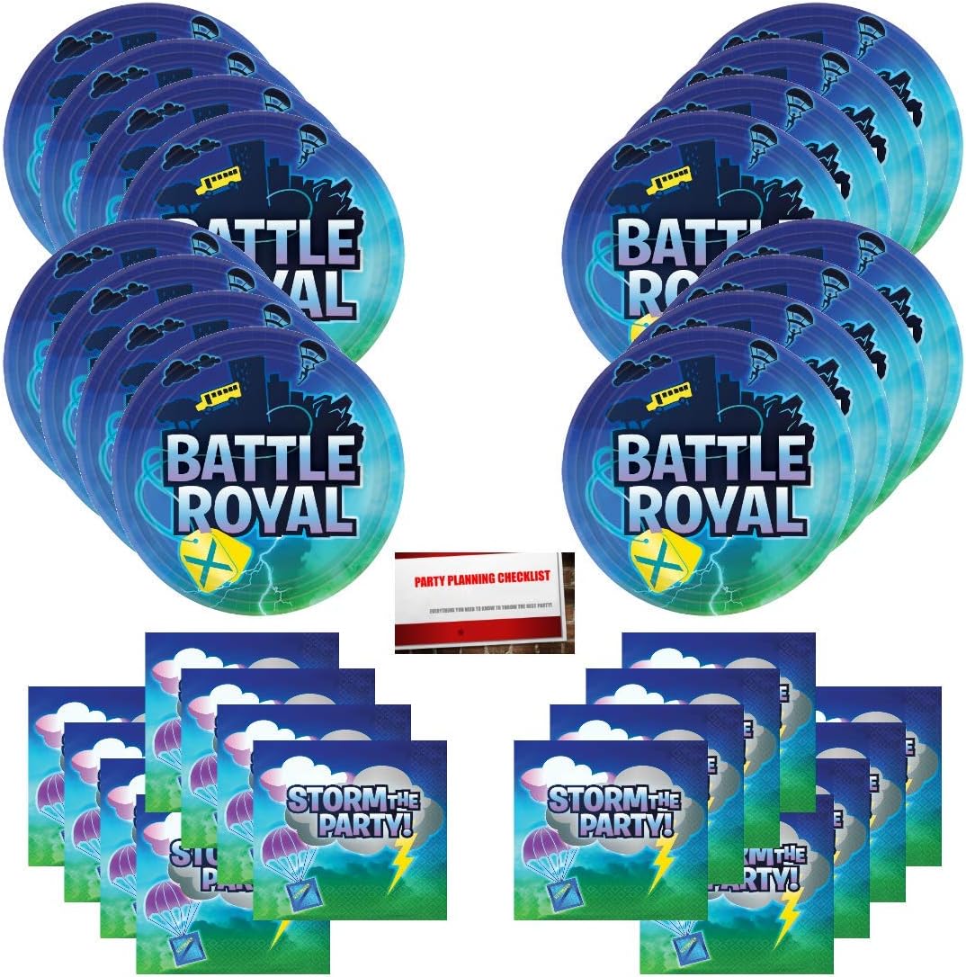Battle Royal Video Gaming Gamer Storm The Party Birthday Party Supplies Bundle Pack for 16 Guests