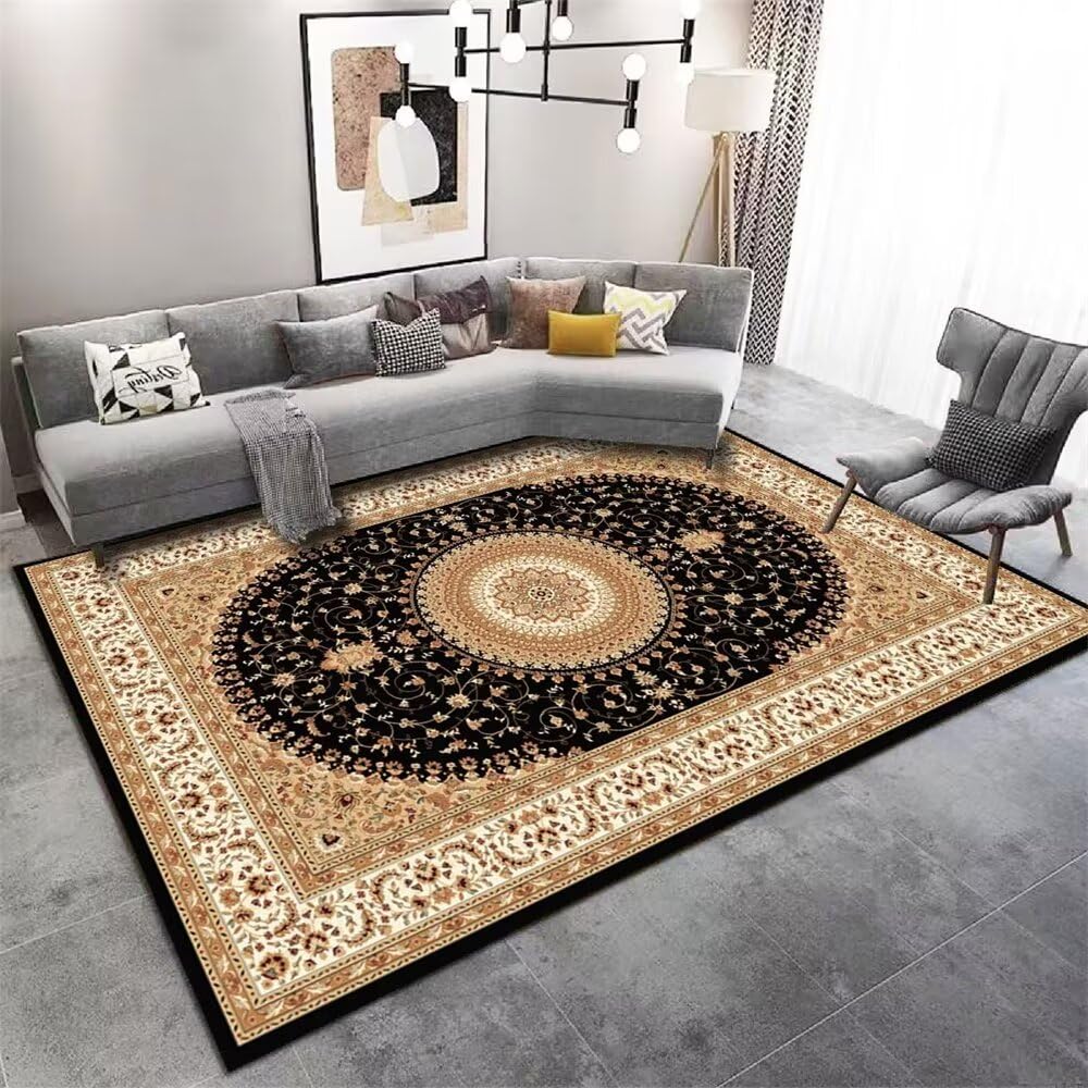 Tapis chambre bébé lavable pour sol enfant anti-poussière noir floral