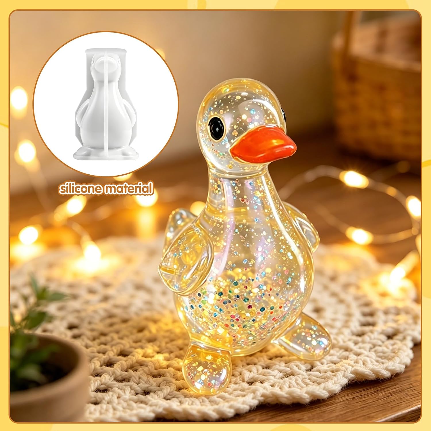 3D Duck Silicone Mold for Resin, Cute Animal Epoxy Casting Molds with Easy Release, DIY Craft Stress Relief Toy, Soap Candle Making & Home Decor Crafts