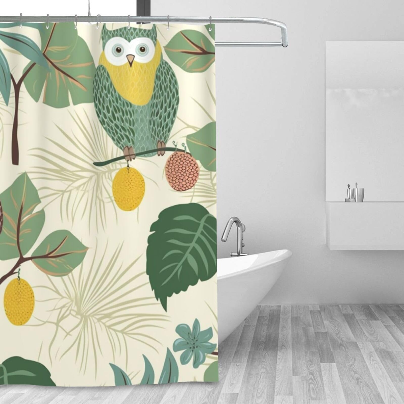 Rideau de douche hiboux pour une décoration de salle de bain nature et joyeuse