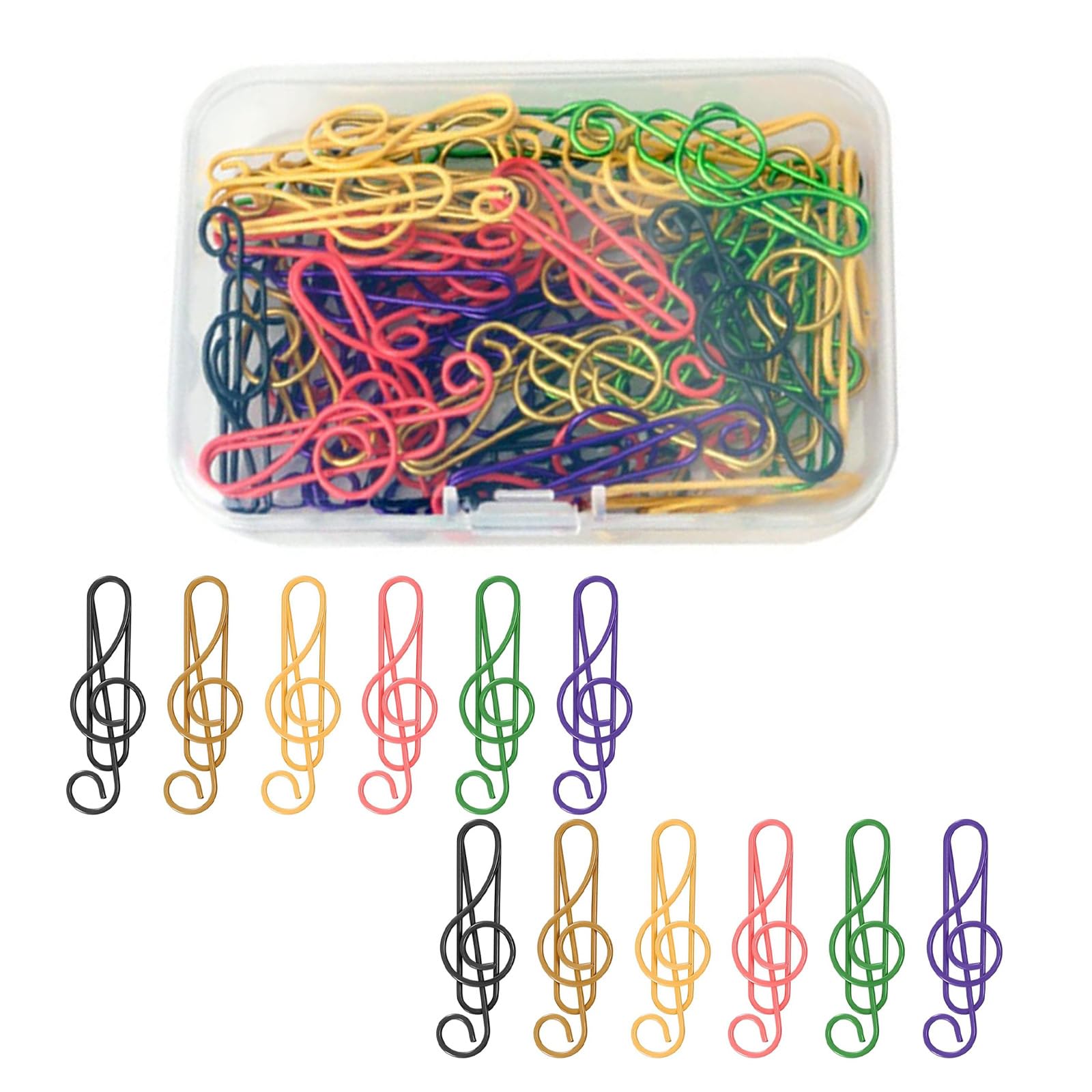 Set Da 50 Graffette A Forma Di Nota Musicale | Multicolore, In Metallo, 4x1,3 Cm | Divertenti E Funzionali Per Ufficio, Scuola E Regali Per Musicisti