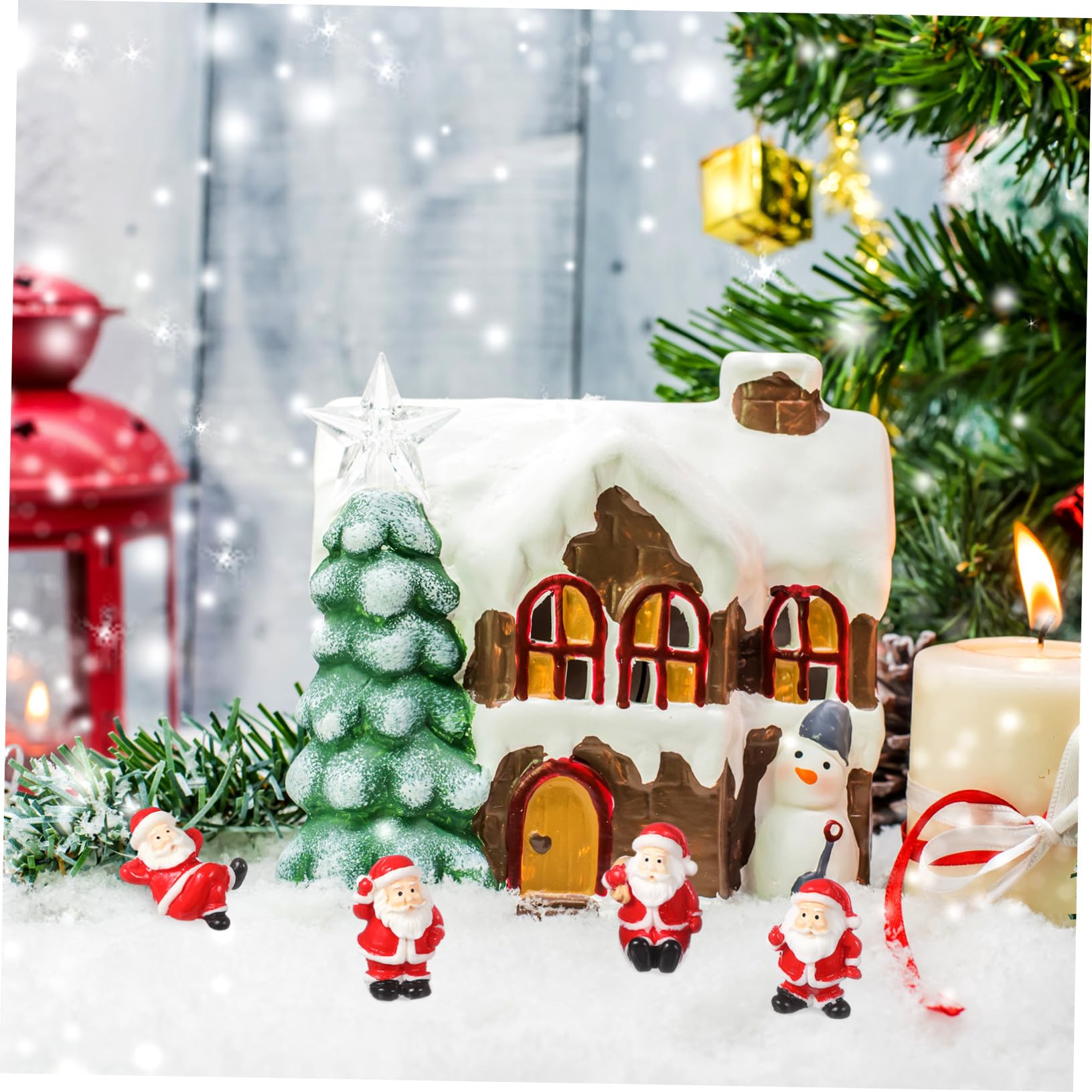 Alipis 12stücke Miniatur-weihnachtsmann aus Kunstharz für Weihnachtsdeko als Dekorative Figur für Mikrolandschaften und Bastelarbeiten für Weihnachtsschmuck Zufälliger Stil