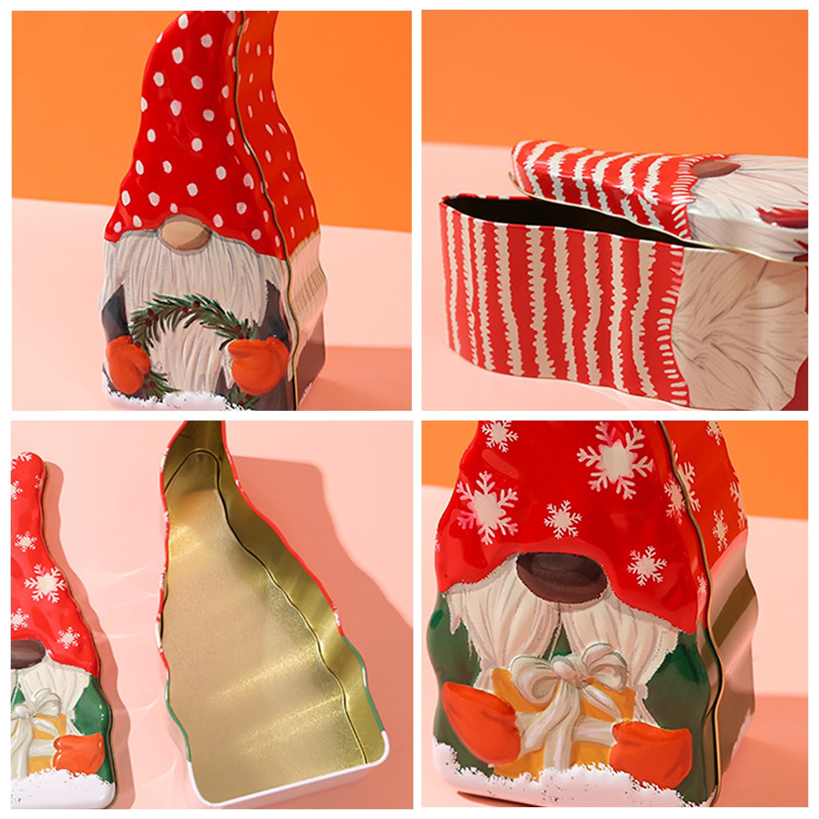 LKPOMI 3 Pack Christmas Cookie Tins Xmas Metal Candy Tins with Lids Santa Claus Card Holder Containers for Holiday Party Decor Supplies