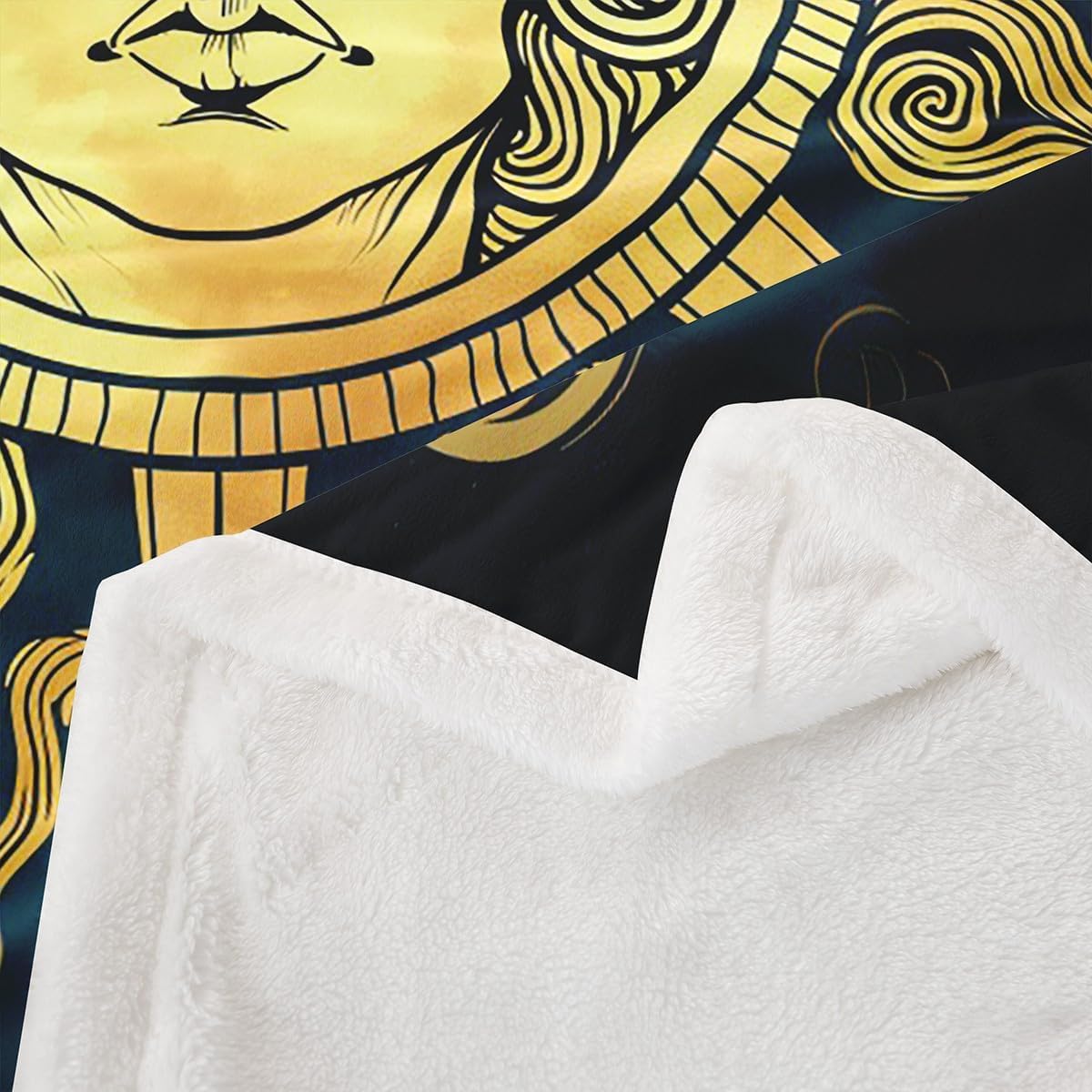 Feelyou Sun Sherpa Blanket Apollo Greek Mythology Fleece Throw Blanket Bohemian Style for Kids Boys Adults Boho Tribal for Sofa Bed Couch Throw 50x60 Inch