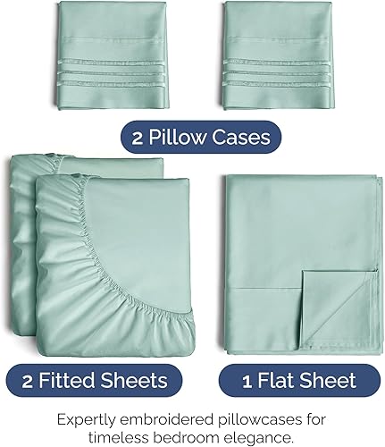 Vista 732 de Juego de sábanas de 4 piezas tamaño king, extrasuaves, transpirables y refrescantes con esquinas profundas, sábanas de fácil ajuste y sin arrugas