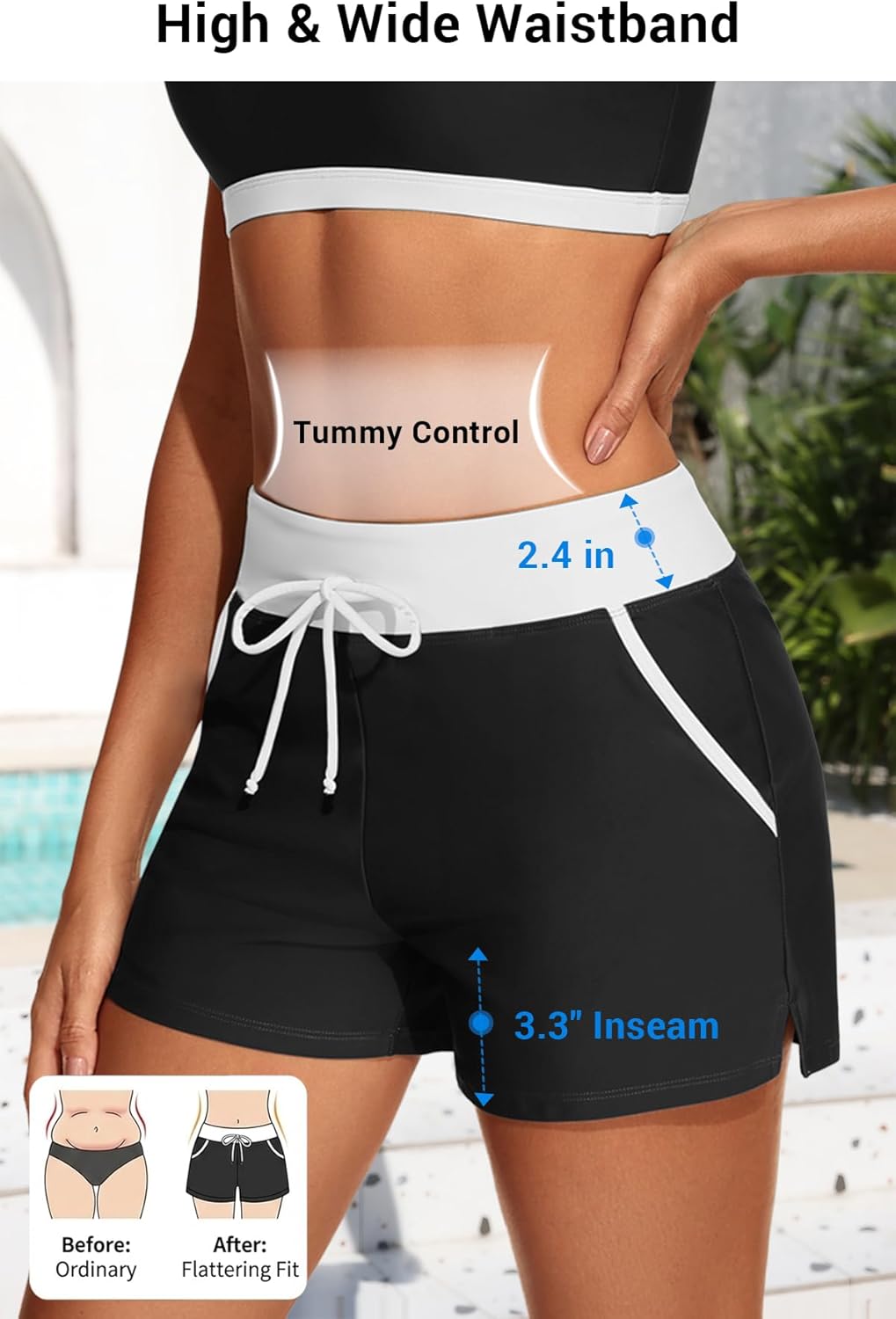 Aqua Eve 3 Piece Tankini Swimsuits for Women - Blouson Bathing Suits Tummy Control Swim Shorts with Sporty Pockets 2026 - Image 4