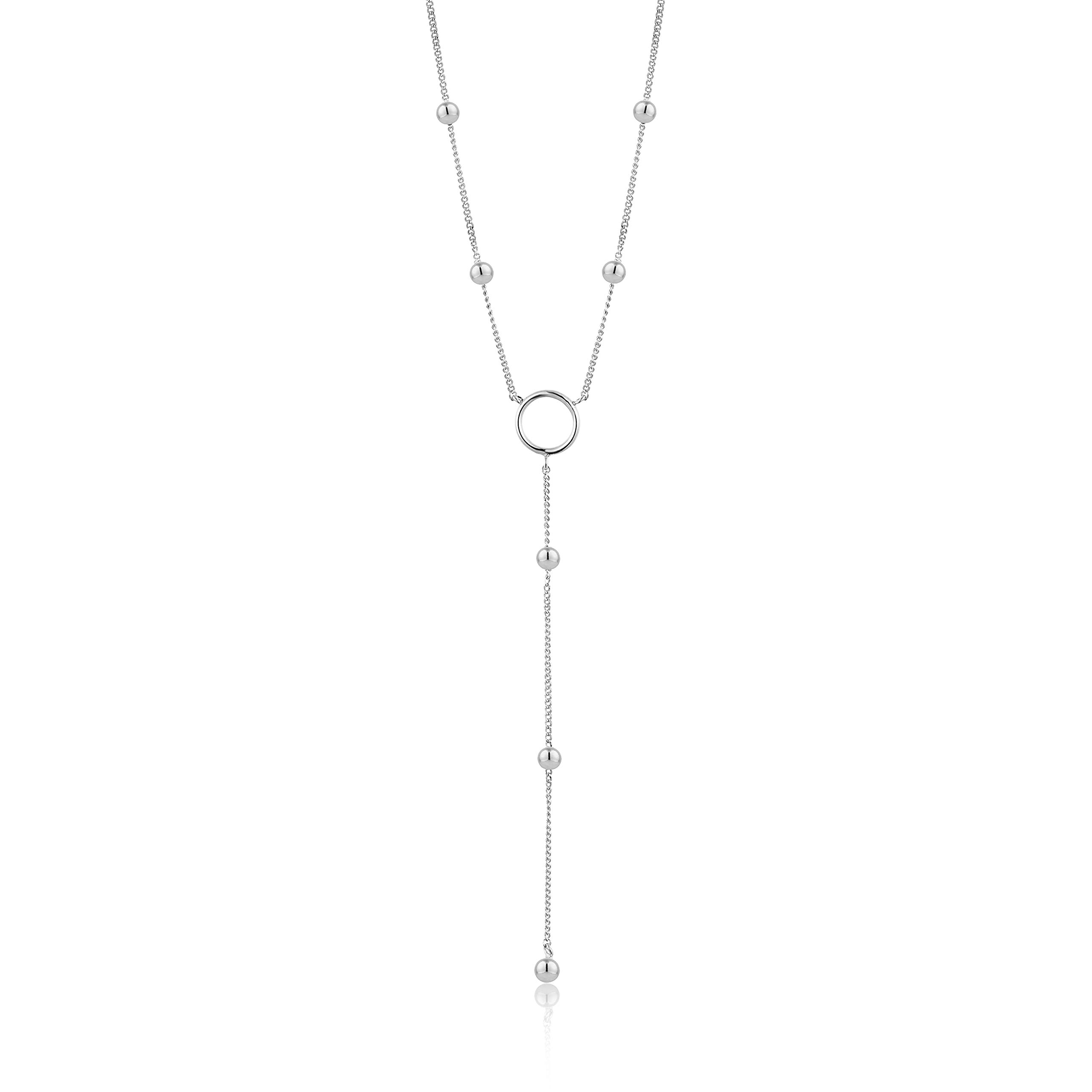 ANIA HAIE925 Sterling Silver Long Statement Lariat Metal Ball Bead Drop Y Necklace for Women
