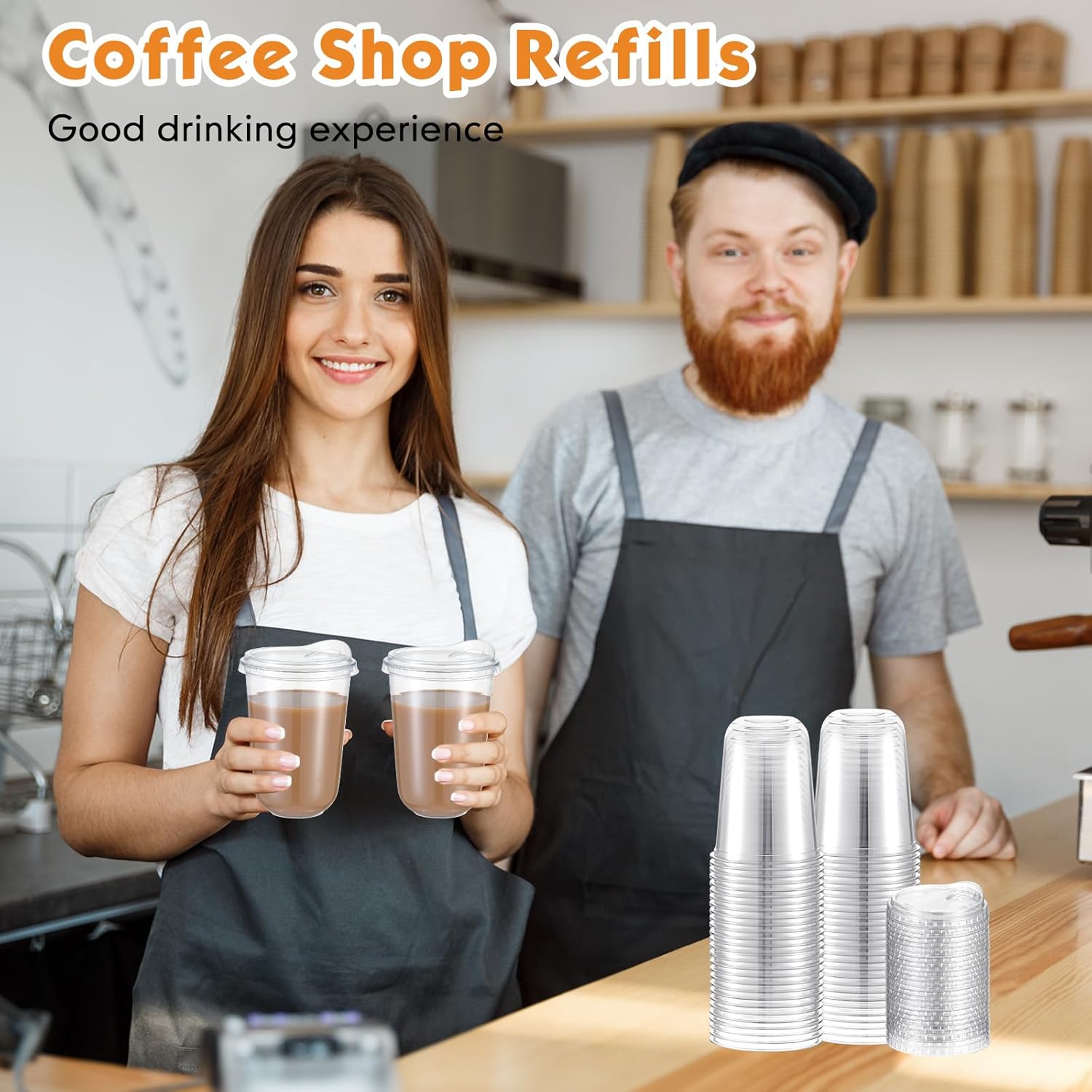 Baderke 50 Pcs Round Bottom Plastic Cups with Sip Lids Clear Disposable Iced Coffee Cups for Smoothie Cold Beverage Coffee Shops and Party Catering(16 oz,Clear) - Image 6