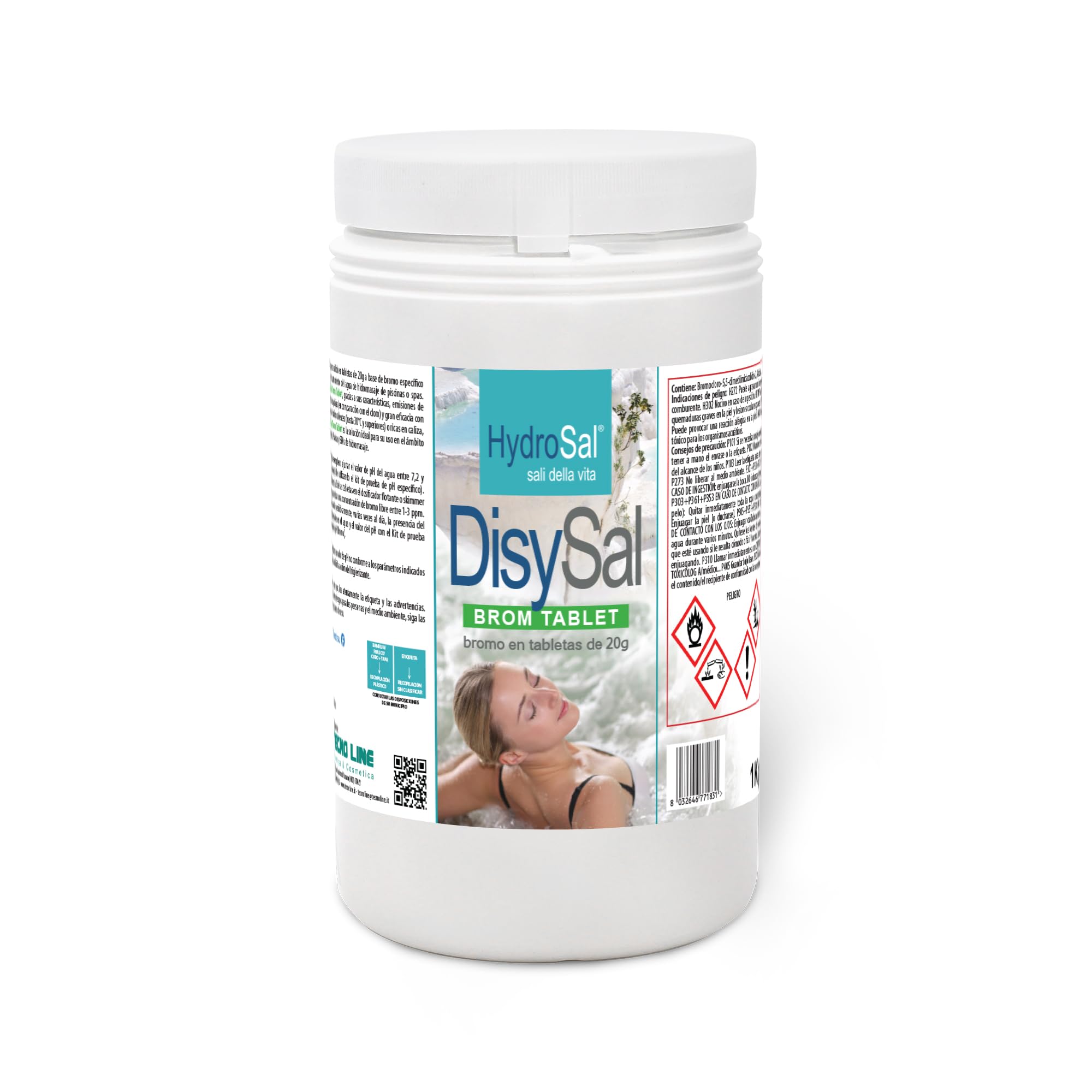 Slow Bromine in tablets of 20 g. - DisySal Brom Tablet 1 Kg. for Swimming Pool and HYDROMASSAGE (Jacuzzi,Teuco,Dimhora,Intex,Bestway,ETC.) IMMEDIATE Shipping