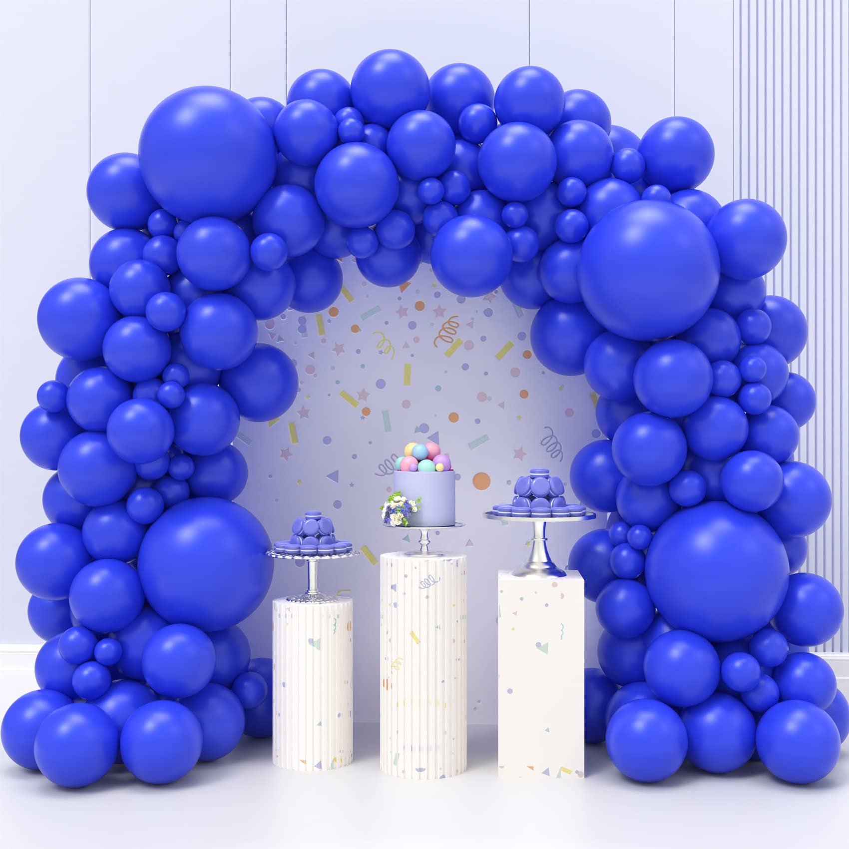 Photo 1 of Sharlity 130PCS Royal Blue Balloon Garland Arch Kit Blue Balloons Different Sizes 18 12 10 5 Inch for Baby Shower Birthday Gender Reveal Nautical Party Decorations