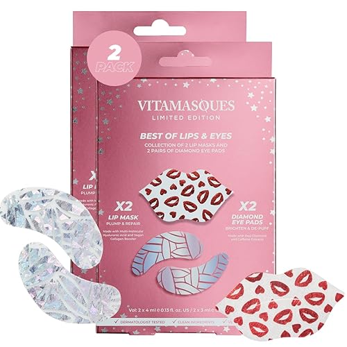 Miniatura 7 de Juego de regalo de máscara de labios y almohadillas de colágeno, lo mejor de labios y ojos, juego de 4 piezas, máscaras labiales regordetas y