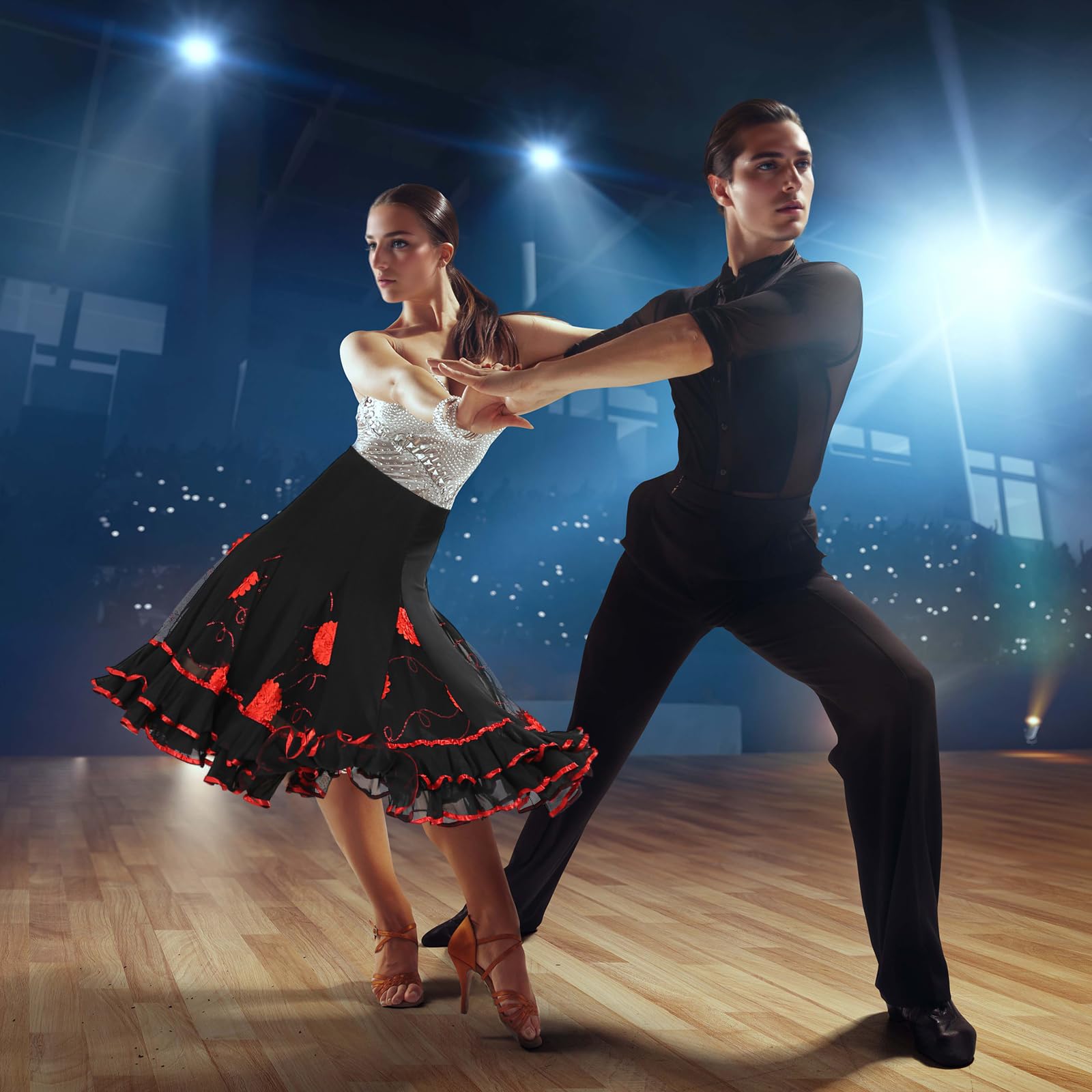 Sharplace Jupe Flamenco Ballroom Danse Robe Jupe Courte Vêtement Déguisment Femme