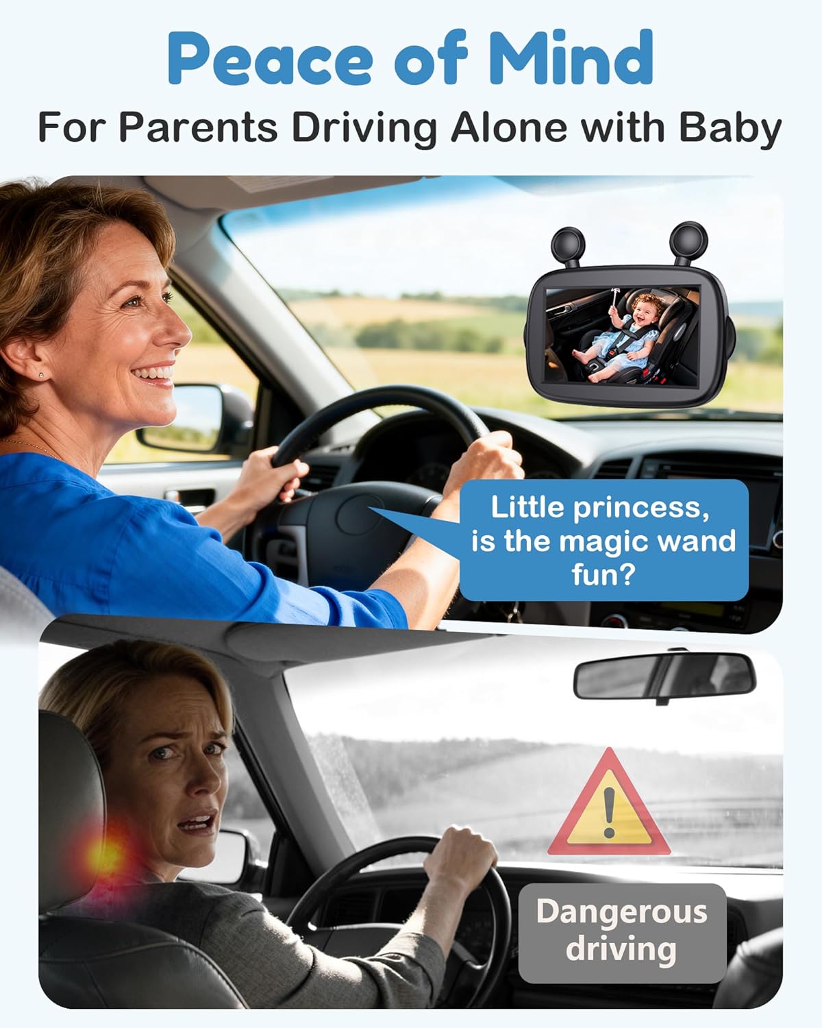 Yakry 5-Min Easy Install Baby Car Camera for Baby Shower: Registry Essential Kit for Safe Driving - 150° Wide Angle Car Seat Camera & Ultra-Clear Night Vision - Ideal for for Newborn & New Moms
