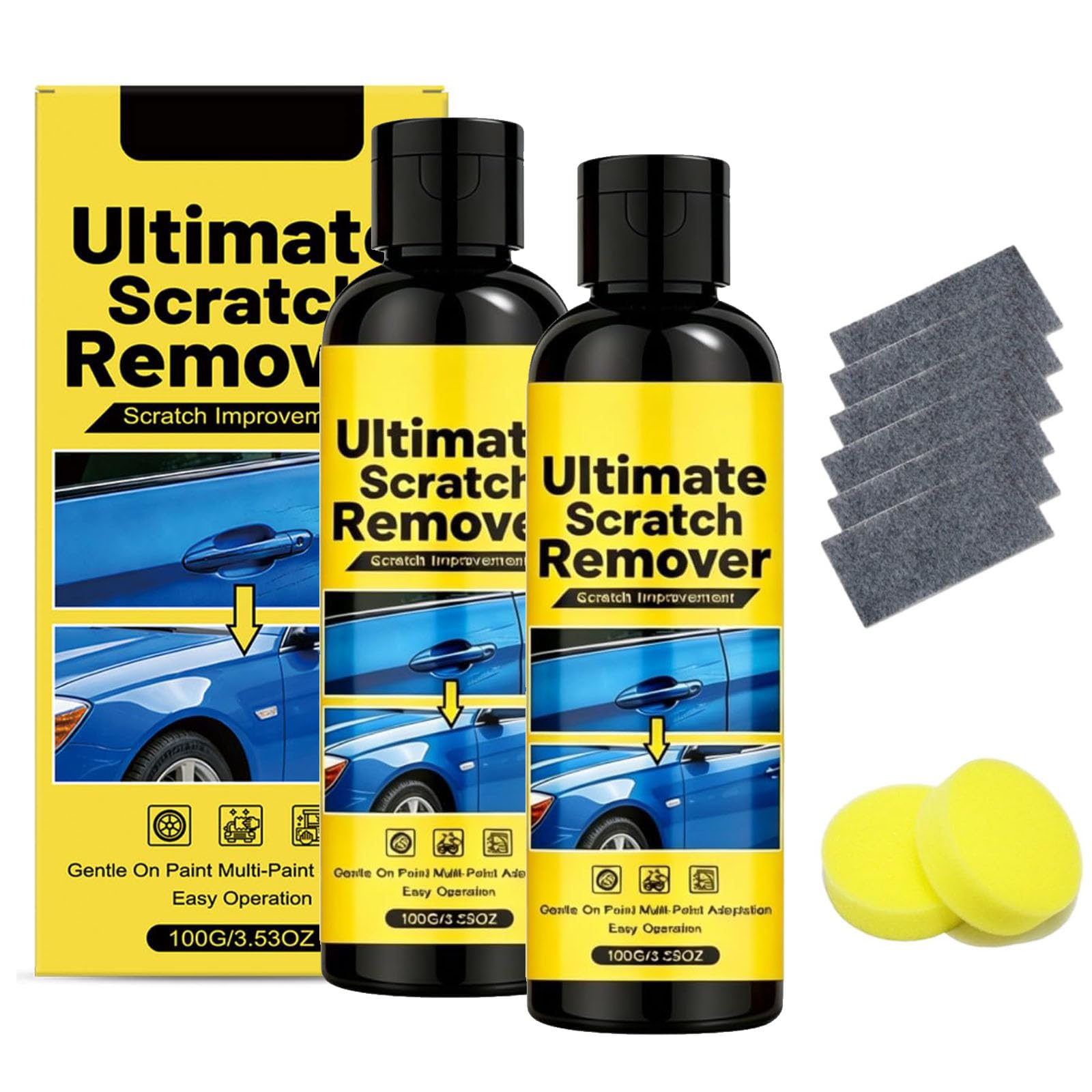 Nano Scratch Remover for Cars, Ultimate Scratch Remover, Quick Repair Scratches and Restore Shine, Car 𝐒cratch 𝐑emover Kit, 60-Second Car Cloth for Cars Scratches, Scuffs, Stain Cleaning (2pcs)