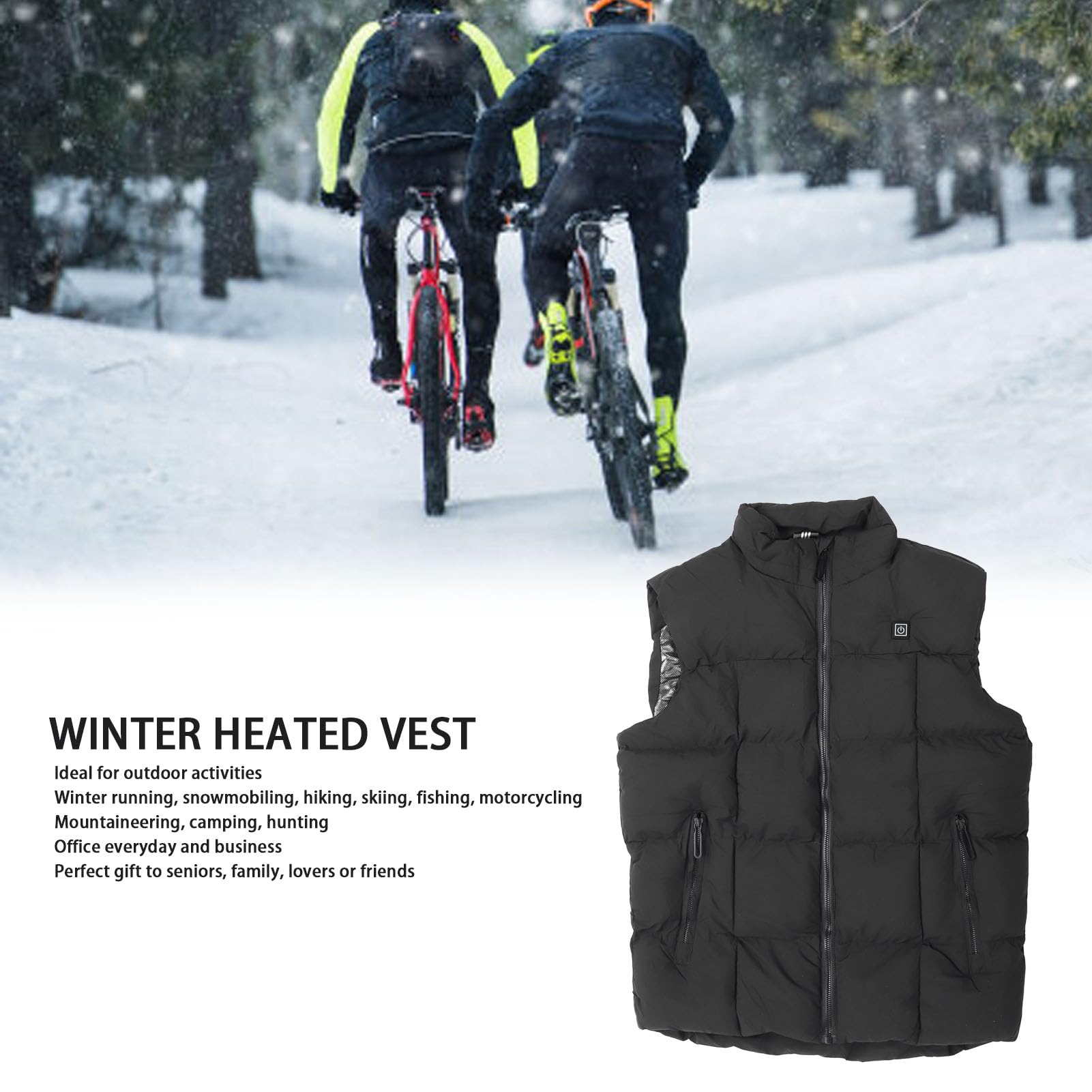 Gilet riscaldato da uomo da donna con ricarica USB Riscaldamento leggero a 9 zone a funzionamento singolo invernale all'aperto poliestere (4XL)