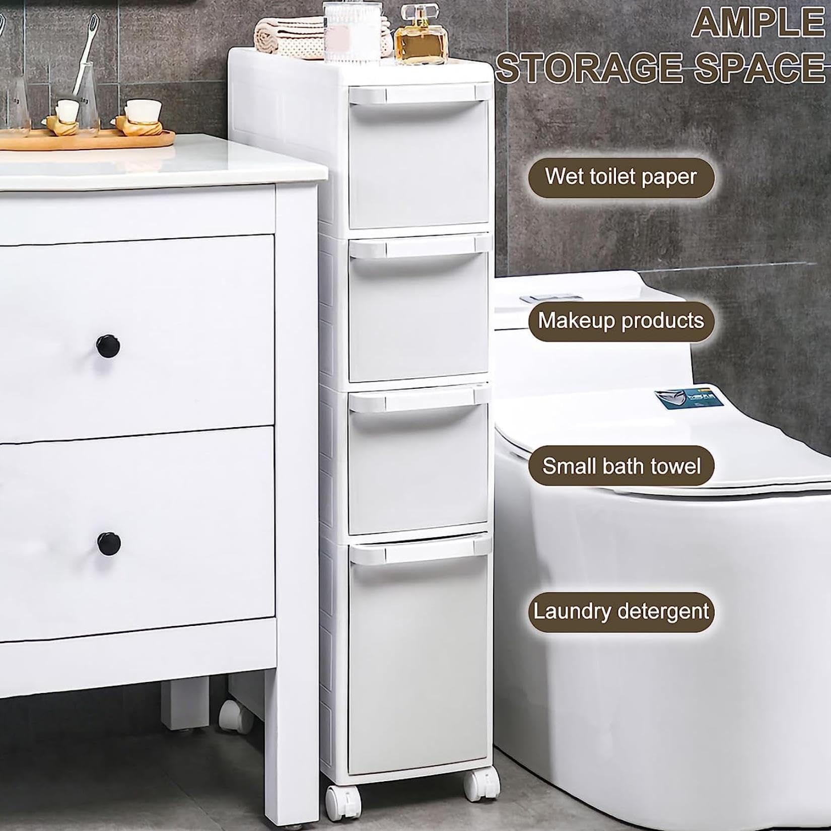 Armario con cajones apilables para juguetes, 2, 3 y 4 niveles, multifuncional, para baño, pequeño, Impermeable, con cajones transparentes, Gran capacidad, para cocina, do