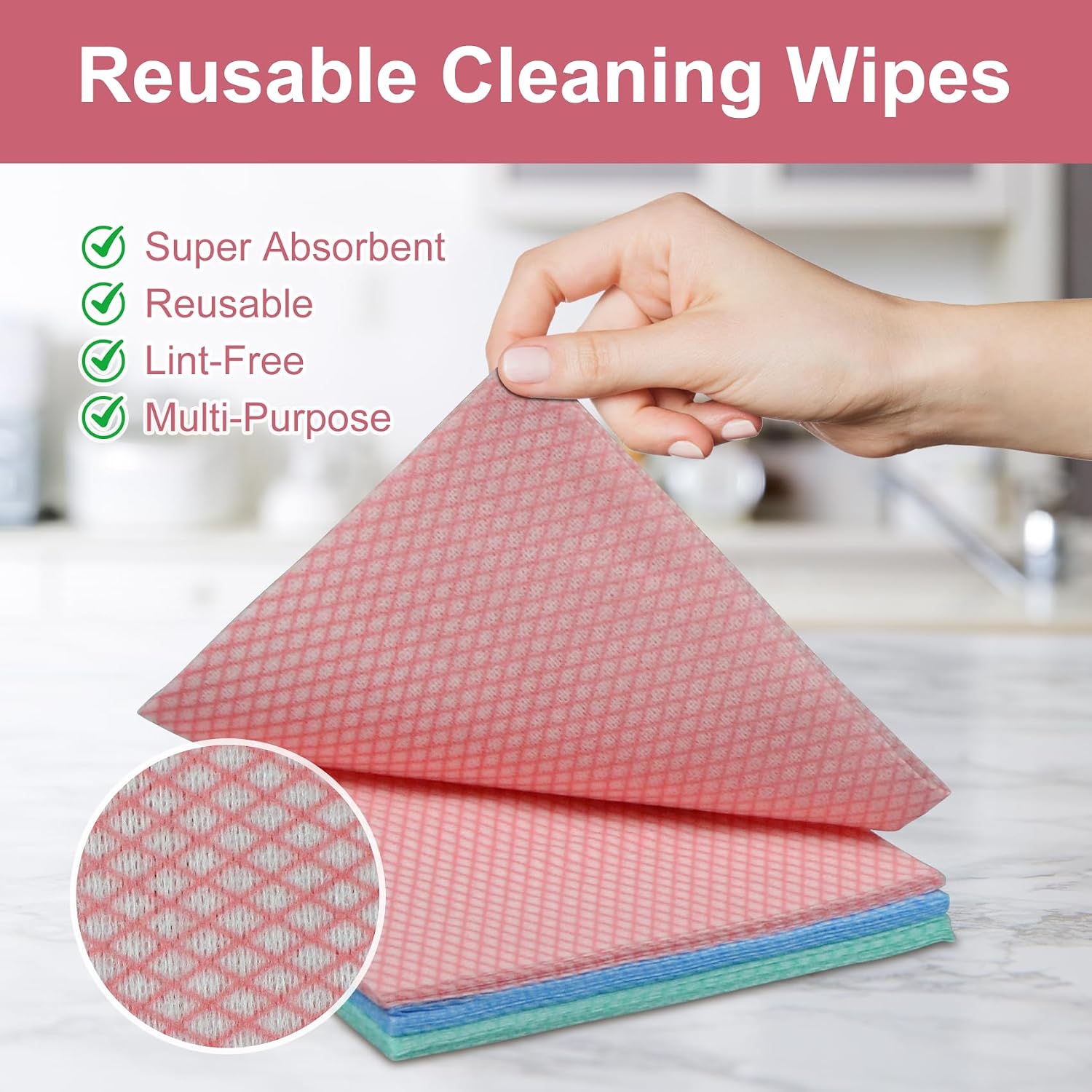 15 Pcs Disposable Dish Cloths, Kitchen Cleaning Cloths, Blue, 13.8x15.7 in