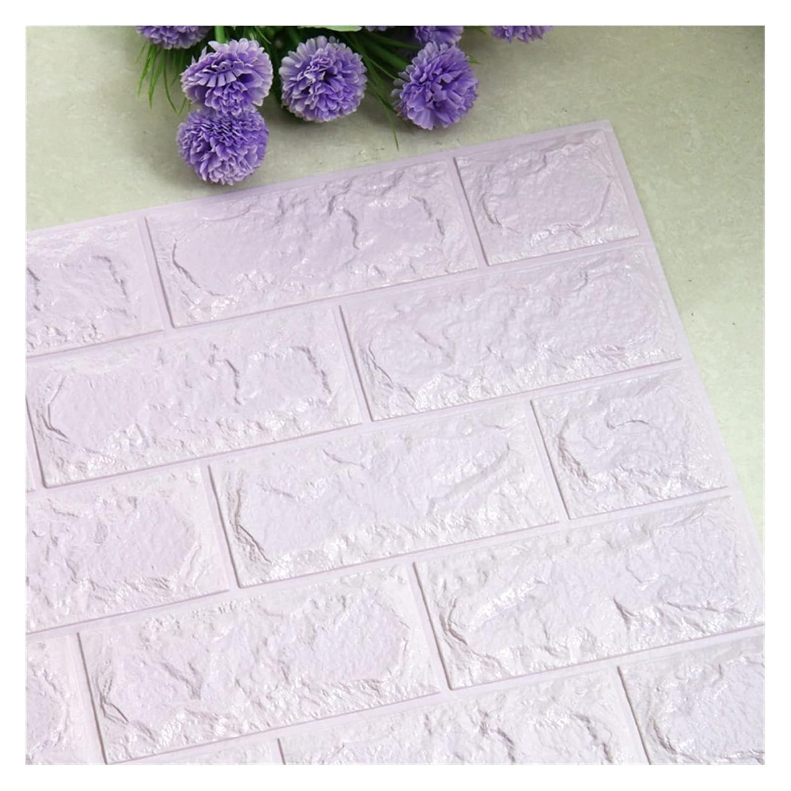 PVC wall Panels， Self Adhesive Foam Decoractive Panels Home Decor Living Room House Decoration Bathroom(Lightpurple)