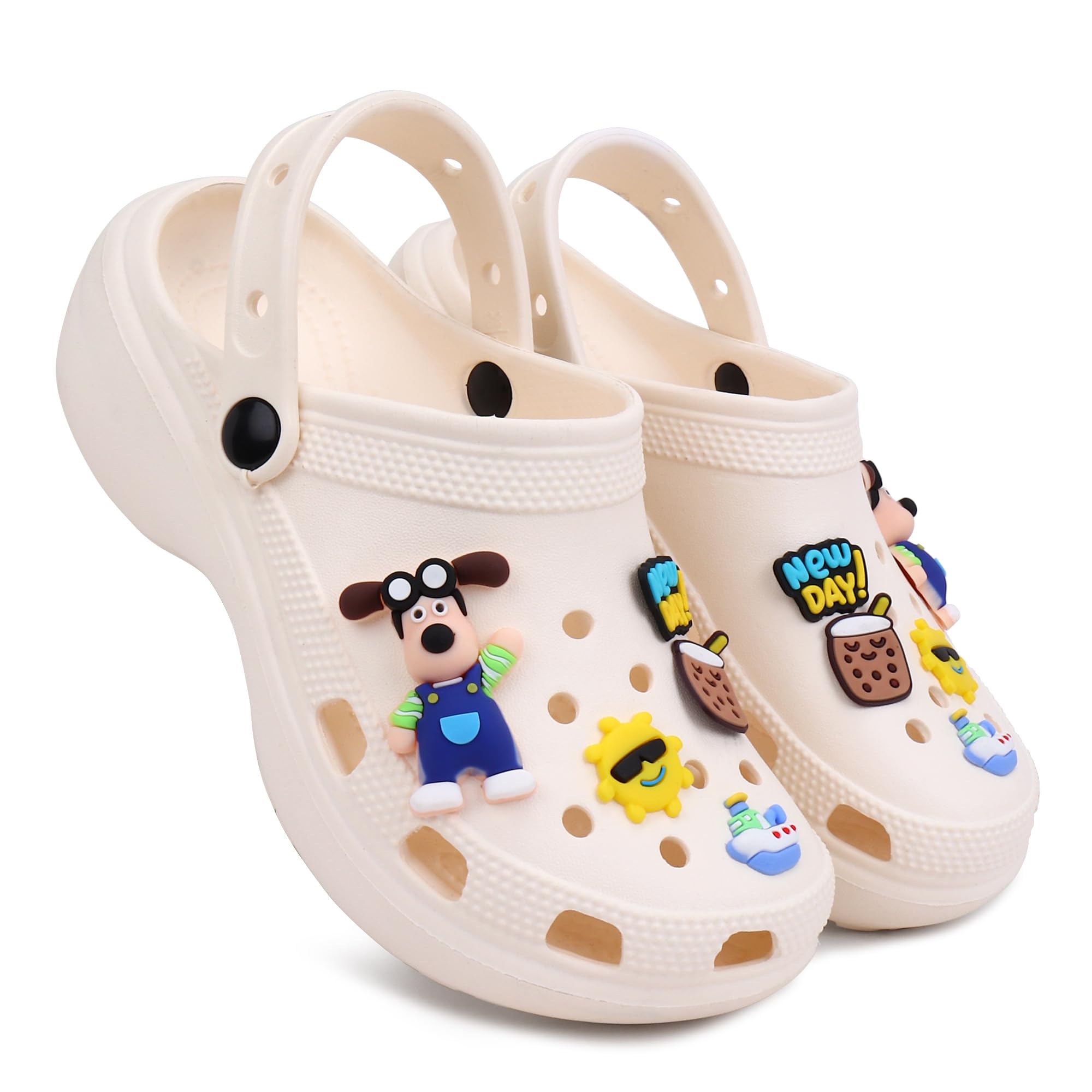Dekkin Fashionable Comfortable Lightweight High Heel Clogs Slipper Sandal for Womens and Girls 180 New Day Design Cream (B0D8JRX4S9) Amazon Price History, Amazon Price Tracker