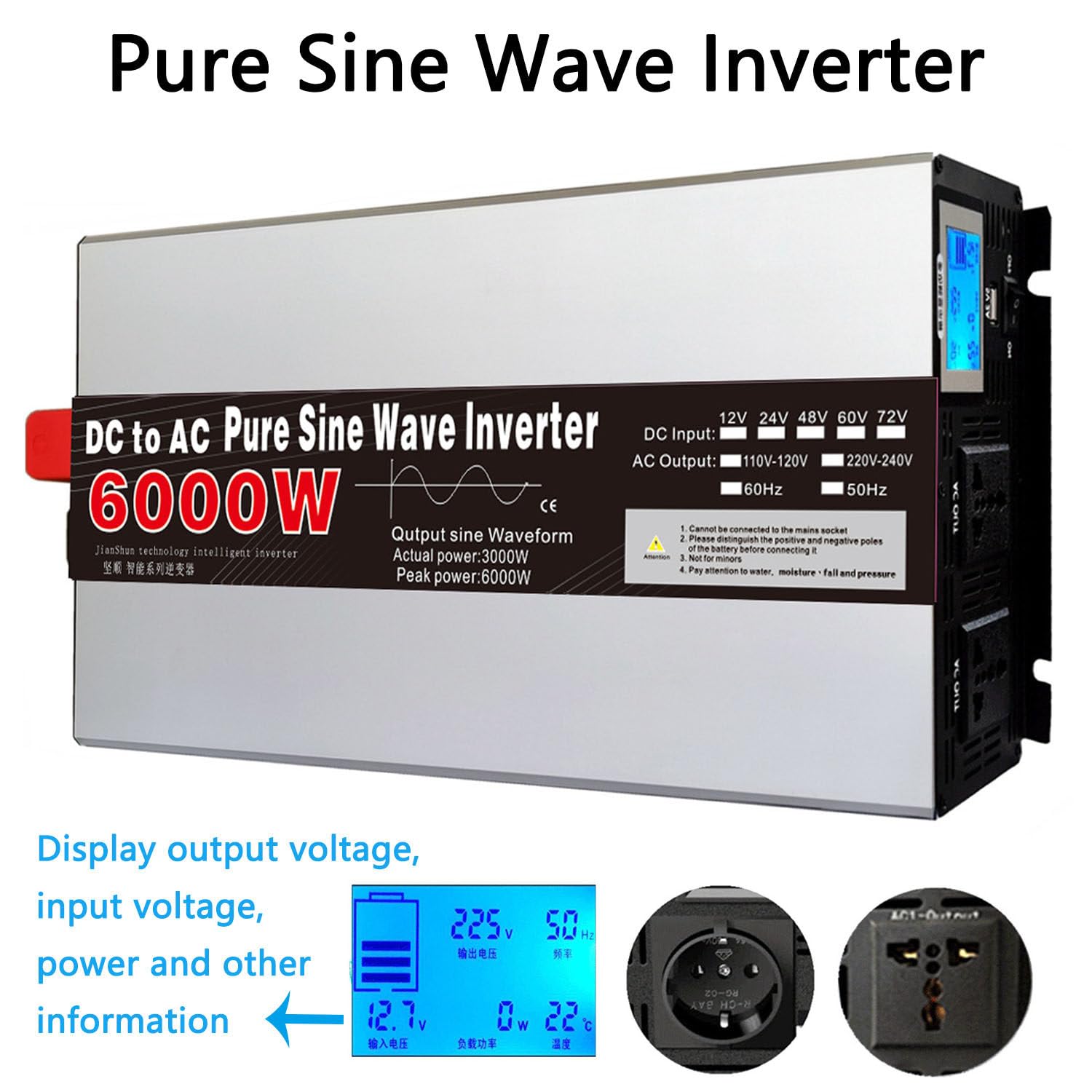 4000W 5000W 6000W 8000W Pure Sine Wave Inverter, 12V 24V