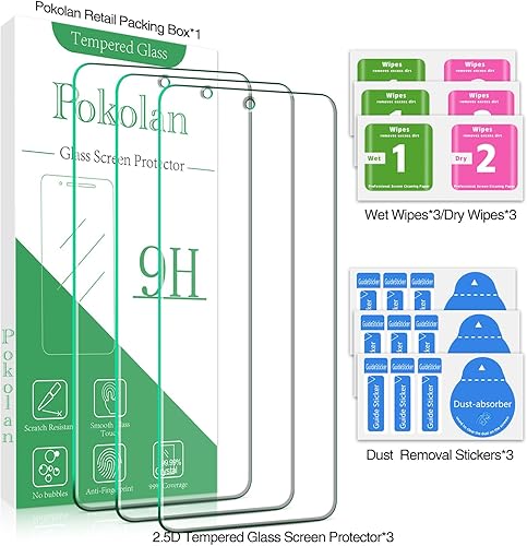 Miniatura 6 de Pokolan Paquete de 3 protectores de pantalla para Samsung Galaxy S21 FE 5G, vidrio templado, desbloqueo de huellas dactilares, antiarañazos, sin