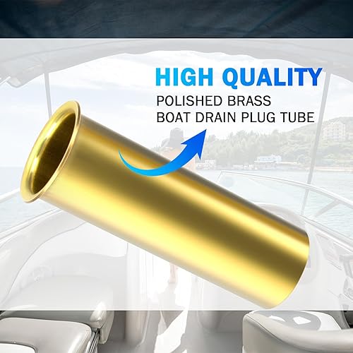 Miniatura 4 de Tubo de drenaje de latón de 3 pulgadas para instalación de espejo de popa, Splashwell, Livewell o Baitwell, tapón de tubo de drenaje de barco