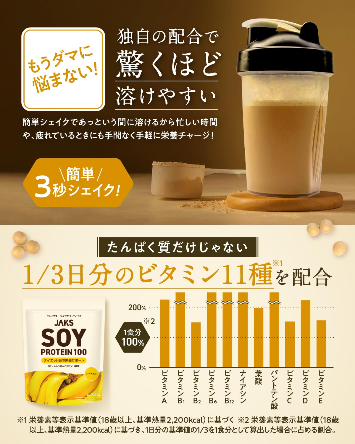 (Easy to Dissolve) JAKS Soy Protein, 2.2 lbs (1 kg) (Uses Domestic Soy Protein Ingredients), Delicious, Manufactured Domestically, Diet, 11 Types of Vitamins Per Serving, All-in-1 Formula, SOY High - 5