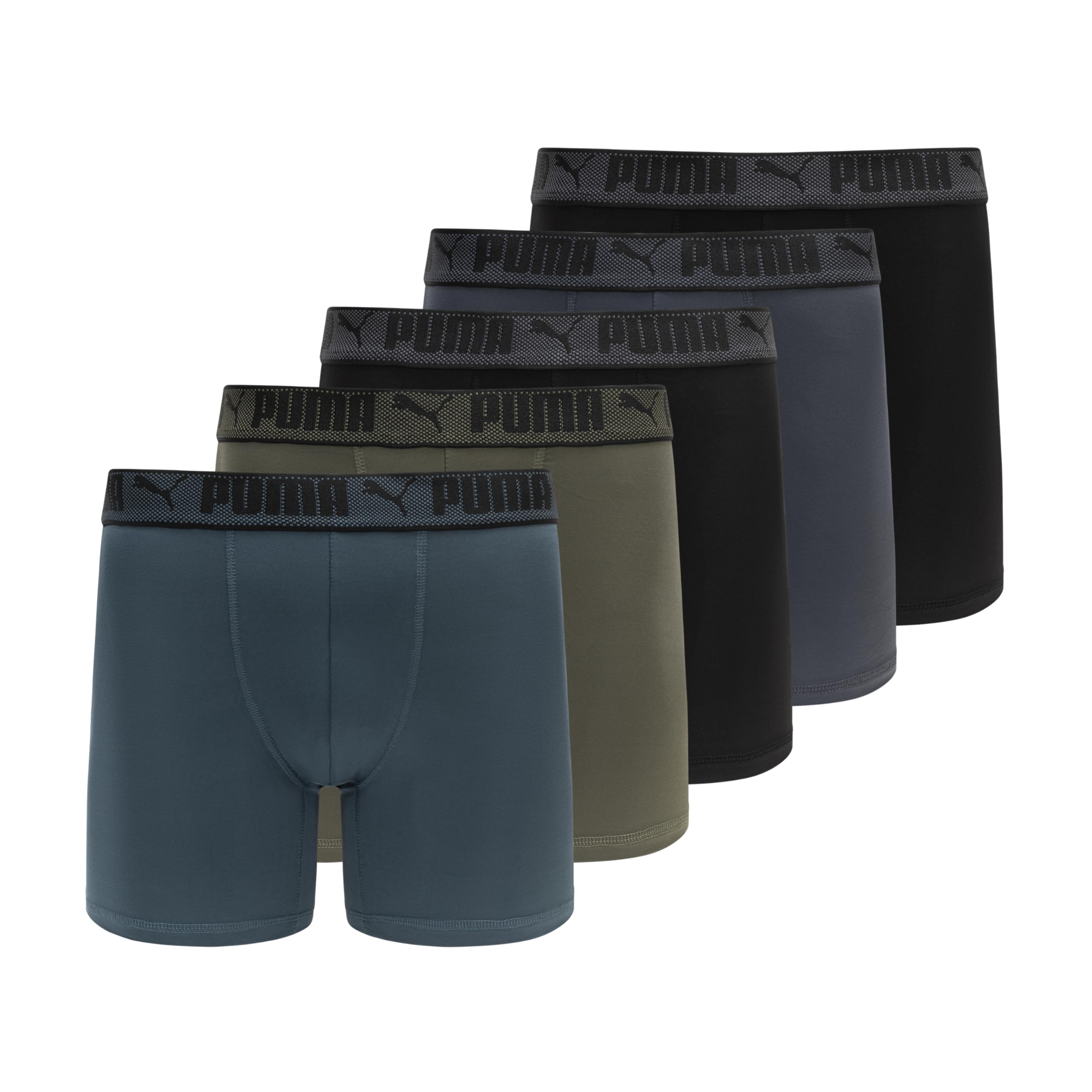 PUMA Men's Training Fit Anti-Odor 5 Pack Boxer Briefs