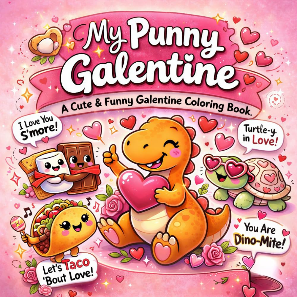 My Punny Galentine: A Cute & Funny Valentine's Day Adult Coloring Book: Bold & Easy Coloring Pages for Women Featuring Food Puns and Sassy Humor ... and Bold Hygge Coloring Book Collection)